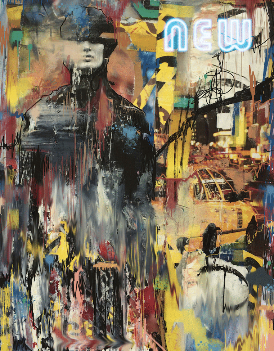 Flashing hearts in this urban jungle, she keeps hers firmly under wraps. Cabs spin past in the burning summer heat; the warmth tempting her charcoal eyes to look beyond the sidewalk. Her love for this sprawling high rise playground is flashing in cold blue neon just outside her window. She will never leave here; this is her patch, her piece of the action. Flash, NYC neon, flash and keep her close to your warm concrete walls.