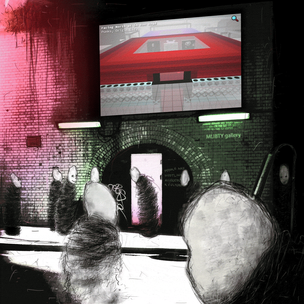 From mini mlibty series that contains a haiku:
//People are hustling-
allegedly a culture//
These are the coordinates of Cryptovoxels MLIBTY gallery: https://www.cryptovoxels.com/play?coords=NE@249E,330S