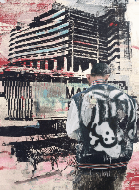 Harman's Digital Wastelands is an exploration through distorted dystopia. A glimpse into a not too distant future of abandoned places, people and objects. Fusing photography, painting and collage, they are both nightmarish and tranquil as the shifting movement of form, colour and subject merge. 