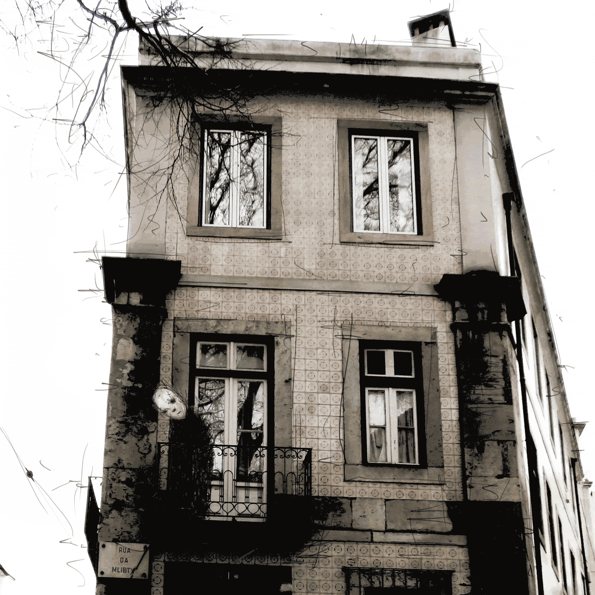 This is the third of the four animated details of the work named "Rua da Saudade". 'Sublocatário' means 'Subtenant' in Portuguese. "Mlibty Shadows" is a series that started with small sculptures back in 2013, but during the time evolved into something bigger. Check out the whole MLIBTY Shadows story on my website!