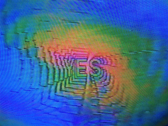 Infinite confirmation. Video Feedback swirls forever around Camcorder Text. An original VHS Glitch Art piece by Sarah Zucker. Single Edition Hi Res GIF Token.