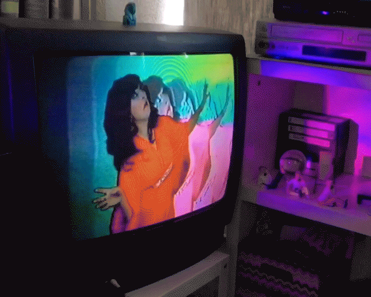 Technical Difficulties can occur for witches who flow between the Digital and the Analog. Digital Zardana Performance Video processed and mixed with Analog VHS Feedback Glitch on CRT TV. Single Edition Hi Res GIF token by Sarah Zucker.