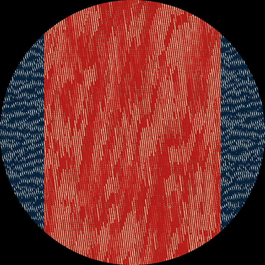 Each artwork from SLABS also comes with a corresponding airdrop, titled DISCS. DISCS are circular compositions based on SLABS, moving away from the rectangular format to create a more sculptural experience, where each artwork appears like a hovering spherical object. Finally, there are 50 SLABS in total: 45 of them are composed and 5 of them are all-overs, making them more unique.