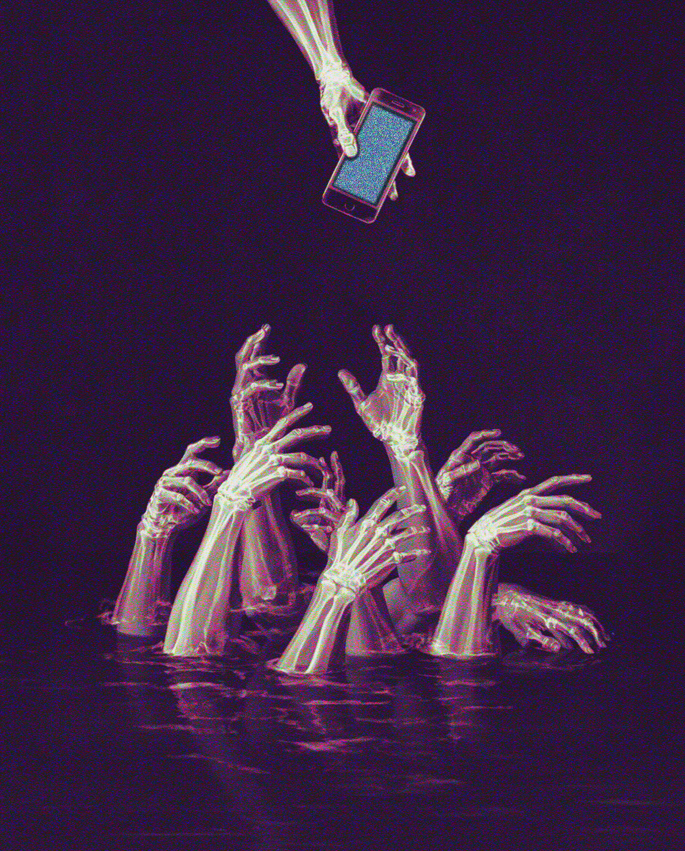 They sink and yet they reach, they drown and yet they crave.  
The feed becomes their worship, the scroll becomes their grave.