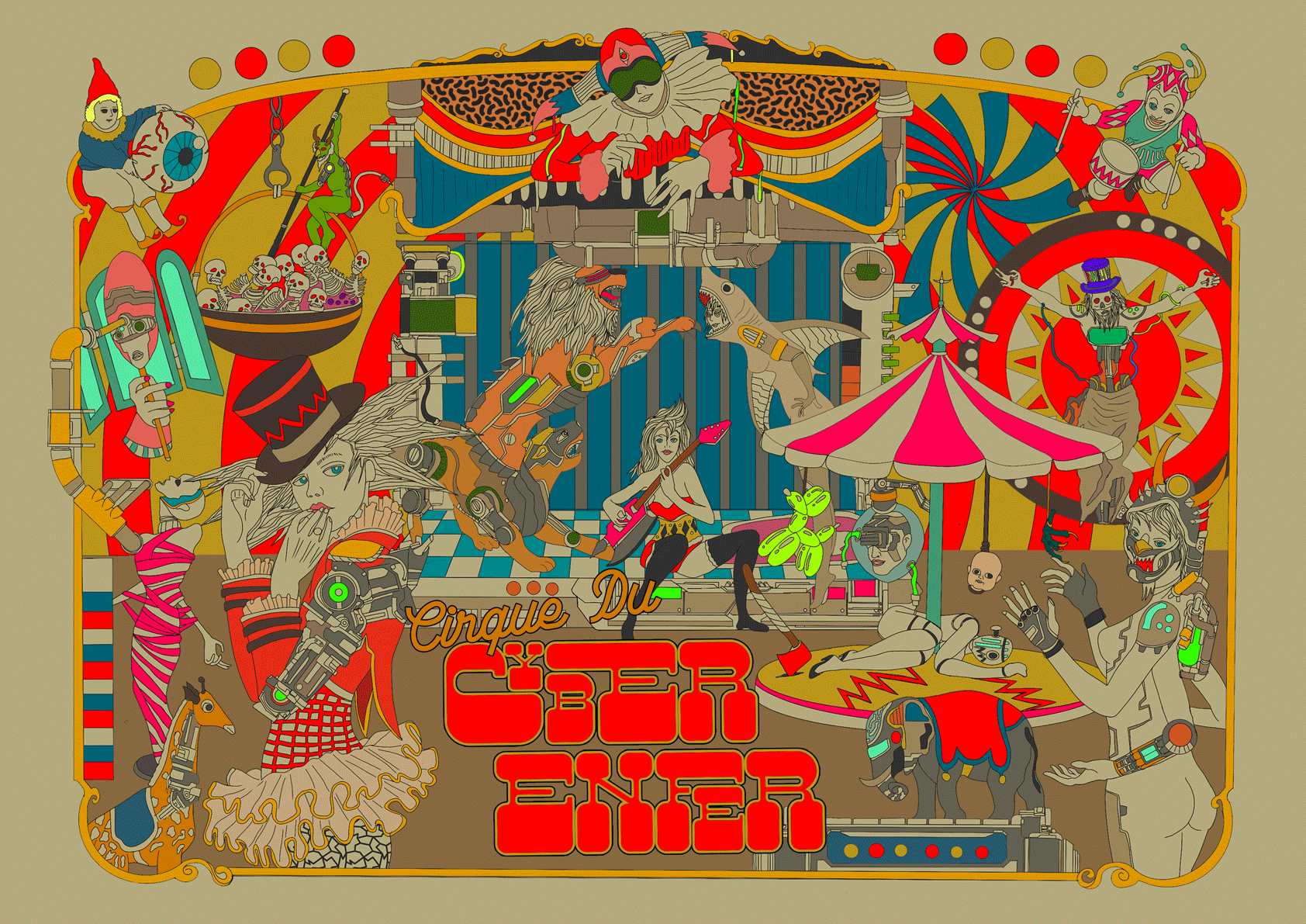 Pamphlet from the future arrived at your door, fully animated image about famous show has arrived in the town! Spectate the marvelous circus by rejected droid and other bizarre cyberjunk that will take place after midnight! Please come alone; this show only available for the holder of this pamphlet. and you may join this eternal club afterwards if you interested. Sincerely, Zrhia , The Master.