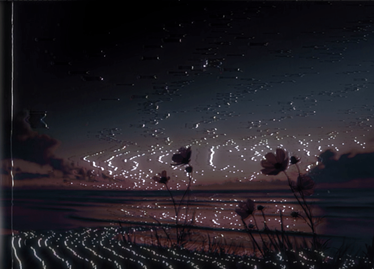 _the_horizon_calls_you_home.
_
_video clip created using a 4 part AI / software workflow. Edited in after effects before going through an analog glitch process. _ digital video clip, looped and played back from a digital eurorack module. Analog glitching performed with a Syntonie stable and BPMC Fluxus Duo. Focus enhancements MX-4 video mixer used at end of chain for stabilization. Captured with a Roland VR-3 Capture device. original video converted to gif format. Final Post processing performed in after effects.