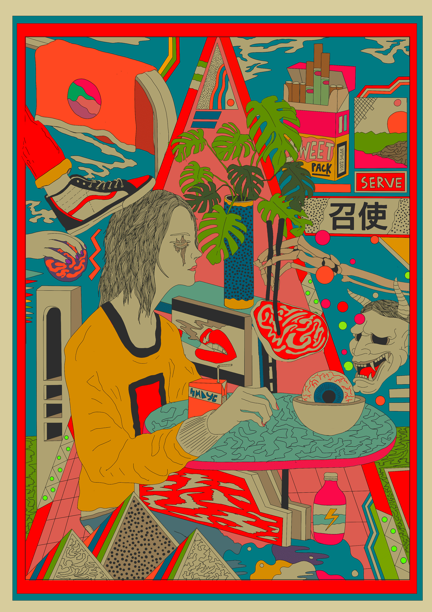 The reflection of Gluttony .One of seven deadly sins series illustration i made. High resolution.