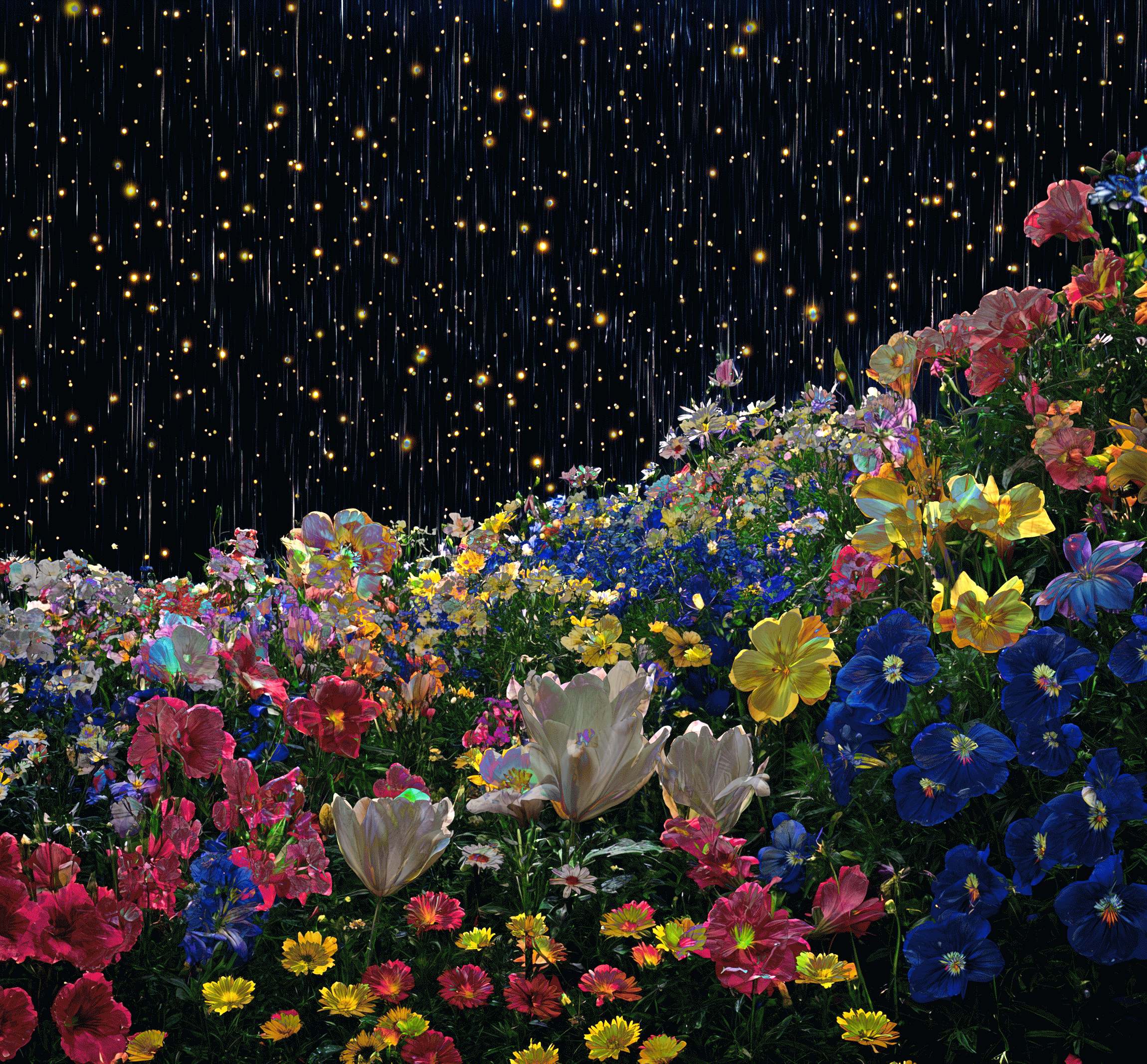 This piece continues to evolve Jennifer Panepinto’s exploration of a signature glitch aesthetic—an emotional language that reflects how she experiences the world. Created using Midjourney AI and Adobe Photoshop, the work is inspired by flowers at night, reimagined through layered digital distortions. For Panepinto, glitch represents the fragmented, vibrating nature of existence—life as a series of anxious, shifting frames. The visual foundation is rooted in her childhood memories of three seventeenth-century Dutch flower paintings that hung in her grandparents’ home. She was captivated by their delicate balance of light and shadow and the quiet melancholy they evoked. Through glitch, she seeks to modernize that classical stillness, infusing it with motion and digital tension. This work is part of Vibism, a web3 art movement dedicated to exploring the unseen—energy, intuition, and the internal landscape. Jennifer Panepinto, also known as QuantumSpirit, is a visual artist who fuses analog and digital processes, working across mediums from Polaroid photography to AI-generated art. Her practice draws from her lived experiences with mental health, and often explores metaphysical themes, using visual elements like rainbows to represent both clarity and distortion. The dreamlike quality of her work reflects a deeper inquiry into perception, memory, and consciousness.

The post that went "viral" of this piece: https://x.com/JenPanepinto/status/1963278052021895498