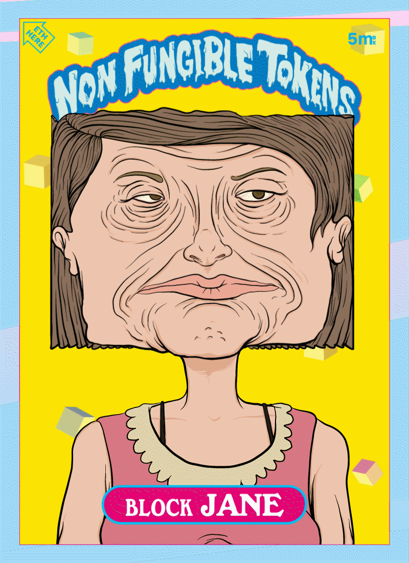 Taking GPK cards as inspiration, I will make a series (10) of cards related to the rare digital art/NFT theme. This is the 5th one, ENJOY!