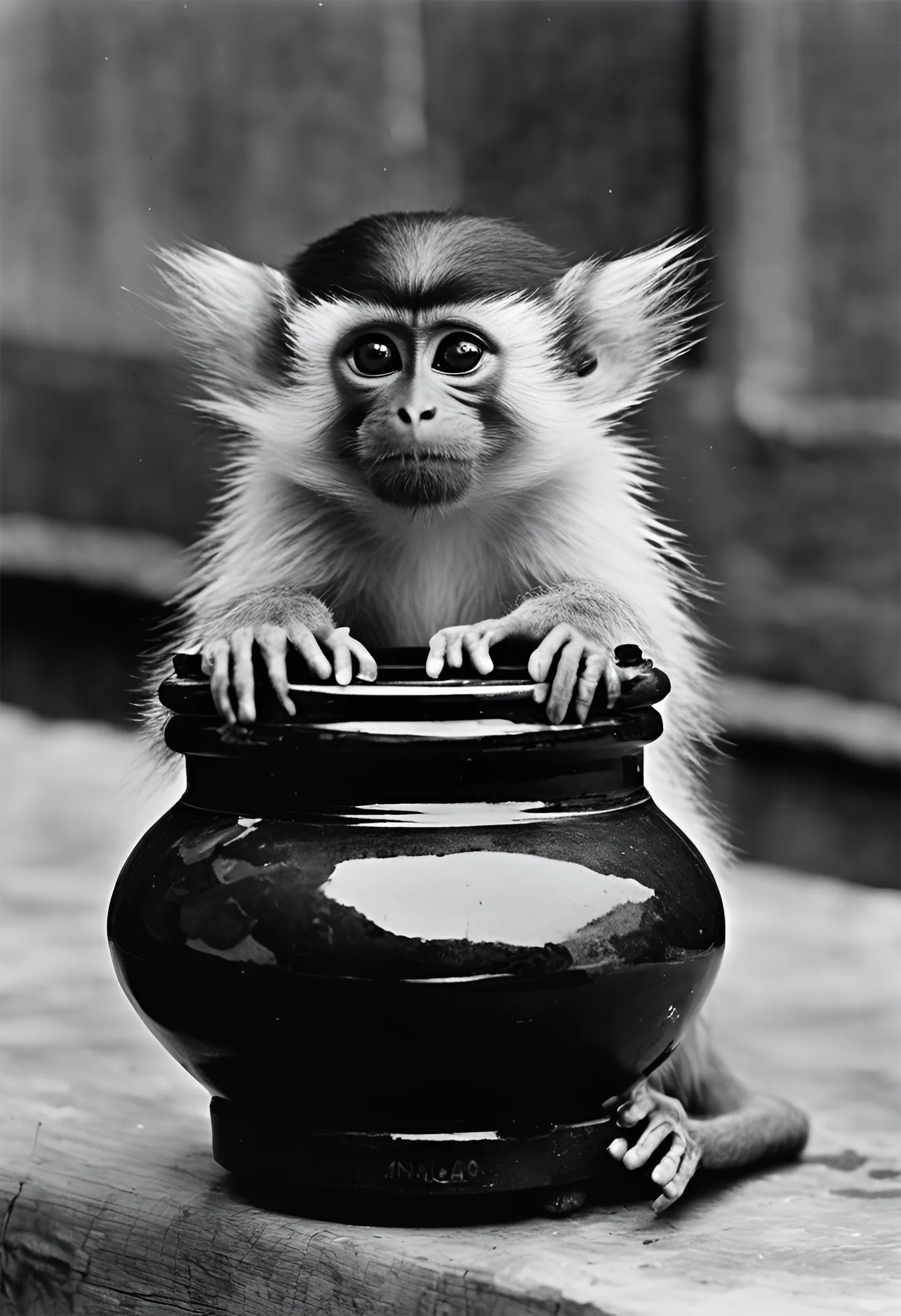 *The Monkey of the Inkpot: Image Generated by di Giovanni's English Translation* by Caballero Inspired by the Original Spanish Text.  Available as part of a collector's set. Edition of 1. Courtesy of the poet and OFFICE IMPART.