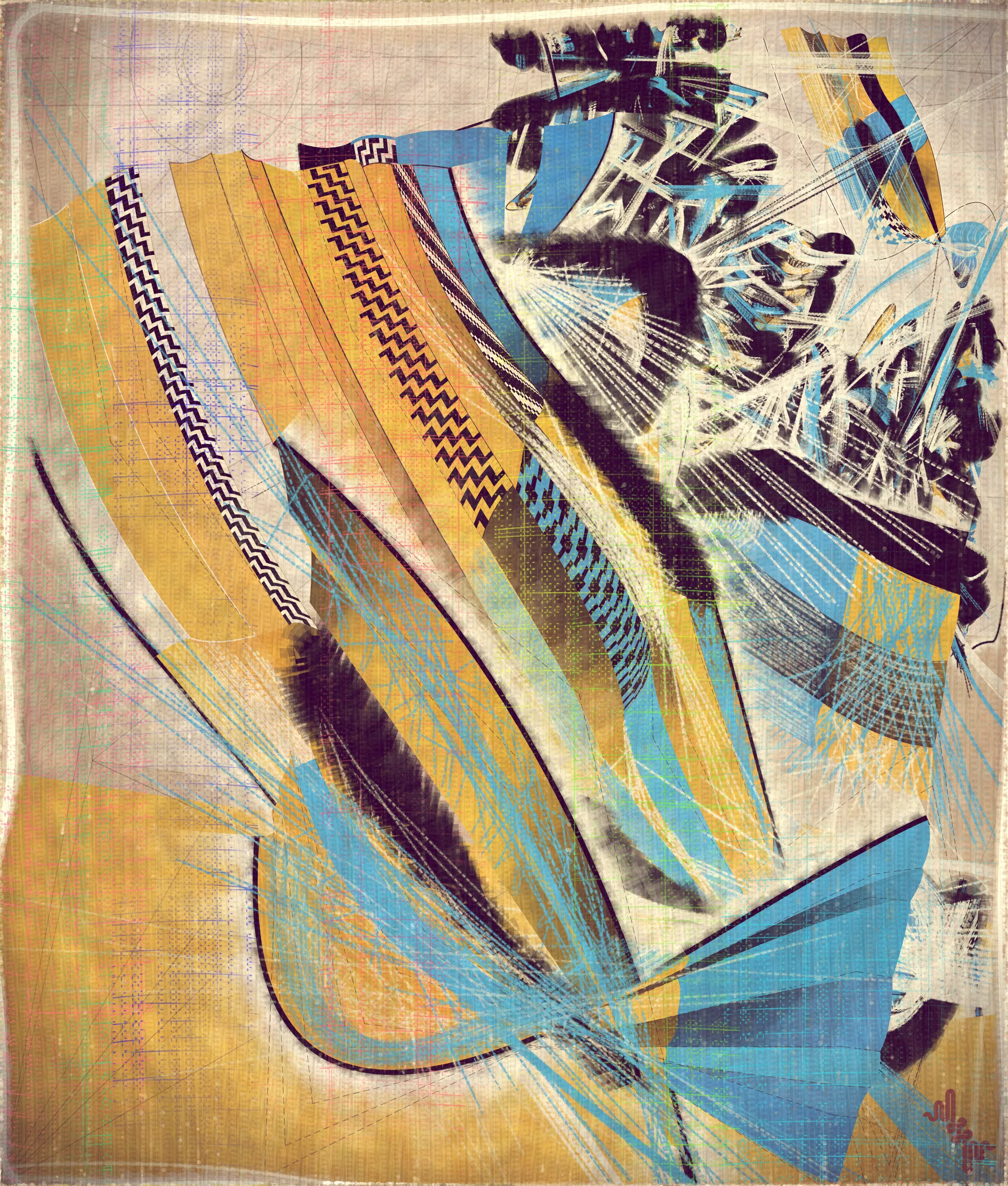 # Algorithmic Expressionism and the Landscape of Madness #
# . #
## Landscape Inversion ##
This project began with a whimsical idea: to invert the convention of landscape painting on canvas—one of the most ubiquitous motifs in art history. Instead of painting a scene or vista onto the canvas, I imagined an algorithmic domain shaped by the flowing material properties of the canvas itself. 
# . #
## Mark Making and the Digital Surface ##
Bold gestural markings within this algorithm also evolved into a way of defining scale and movement in the landscape. They serve as a bridge between the illusion of receding depth and the true flatness of the digital surface. For centuries, bold brushstrokes—evidence of the painterly act—have created intentional tension between illusionism and the physical reality of the canvas. The gestural marks in this series, although complex and layered, are still clearly derived from rudimentary vector-based primitives. Preserving the evidence of a digitally native process is my reinterpretation of this same artifact found in representational painting.
# . #
## Gesture and Abstraction ##
Algorithmic mark making reminiscent of human gesture is not really abstract. They are more representational of artifacts created by the human skeleton in the creative act. Through this association gesture seems to have a direct expressive path to our deep human emotions. When gestures become incoherent and turbulent, something in us feels this as a kind of violence. Although Amplitudes of Canvas started life as gently flowing landscape-esk forms, the use of gesture became stronger and the spectrum of movement and expressive power of the work ramped up considerably. The addition of the floor plane reminded me of Victorian hospital rooms. In some of these works emerged the traces of an asylum, a container for the more extreme gestural madness appearing at the out edges of the algorithm's expressive space.
# . #
## The Infinite Sketchbook of a Mad Person ##
Outputs are like sketches in the sense they are only glimpses into the totality of the algorithm. They are never fully crystalized. They are like the outflow of a mad person because the insane often get caught in loops, obsessing over the same patterns. Through their interaction with the world, the patterns get expressed in varied ways, each time new, but recognizable as belonging to the same behavior. The mad person compared to the average person thus has a limited range of functionality and adaptability. The algo can only explore a tiny space of possibilities compared to say the space of all art. It is still an infinite space, but not all infinities are equal.
# . #
## Expressionism and Madness ##
It seems likely that expressionism has been linked to madness in the past, both academically and by the casual observer. De Kooning’s Woman paintings have a ferocious presence and are wonderfully disturbing. Alcoholic, bad tempered Pollock expresses a destabilizing frenetic power. Rothko, who was the counter type in the movement painted sacred meditative works, but killed himself. Rothko was on record as saying he wanted to paint the deep human emotions. This has always been my hope. I feel I consistently fail, but make tiny steps towards that goal. It is not at all obvious how to progress when working in the domain of abstract art. I do feel however, that when literal representation in Art is set aside there is a more direct path to the human heart for those artists who achieve it.
# . #
## Text as Texture ##
The cursive writing in these works are entirely algorithmic. There is no meaning, other than the meta meaning of something that looks like Pseudo notation. In the course of building the project I tried numerous ways to introduce the texture of writing into the work without finding a way that satisfied me. Text adds a textural depth to the work that’s hard to create in any other way. The writing also looks like the scribing of a mad person which seemed to tie in nicely with the emerging feeling of madness in some of the outputs. I call these bands of cursive texture - Notes from the Asylum.
# . #
## Algorithmic Process vs Skeuomorphism ##
Creating surfaces that look worn and discolored might be seen as skeuomorphic, however I feel there is an honesty to this type of treatment because objects in real life are also typically aged in an algorithmic way. Usually through a repetition of partially constrained movements and patterns of specific interactions. The intrinsic visual properties we find comforting and fascinating in antique surfaces can be created in generative art in a very direct and authentic way. When I remove these layers of textural distress the underlying work is often somewhat unapproachable and cold. I feel the compositional flow is also softened and unified by the addition of algorithmic distress. Transitions are easier to visually digest and the overall visual variety and interest of the surface is increased. Perhaps what’s more important is there is a sense in which the art has settled into the physical world and has had interactions with it. Of course this is a lie but every story we tell in art is a lie. When creating the distress marks I am careful to leave the simple circle and line primitive building blocks at a scale that makes it easy to see on close examination how the art is constructed. This reveals the truth about the lie and creates visual tension between the illusionistic and abstracted mark making.
# . #
## Recursive Curation ##
Amplitudes of Canvas uses this new type of structure that enables me to evolve the algorithm over a long period of time without losing outstanding outputs from the previous versions. It's a little like the fx(hash) Open Form model, but only I am in control of what gets bred. All the breeding also happens prior to release within my studio. Every part of the algorithmic journey is contained in the single algorithm so I can put it fully on-chain and make it work within the very solid, but quite constrained Art Blocks infrastructure. Recursion refers to the fact I can use social WIP sharing to help steer new versions in the algorithm's evolution. If and when I share something that both captures my audience's attention and excites me I can capture the visual DNA of that output and use it as the basis to breed new children without losing previous outputs and version possibilities.
