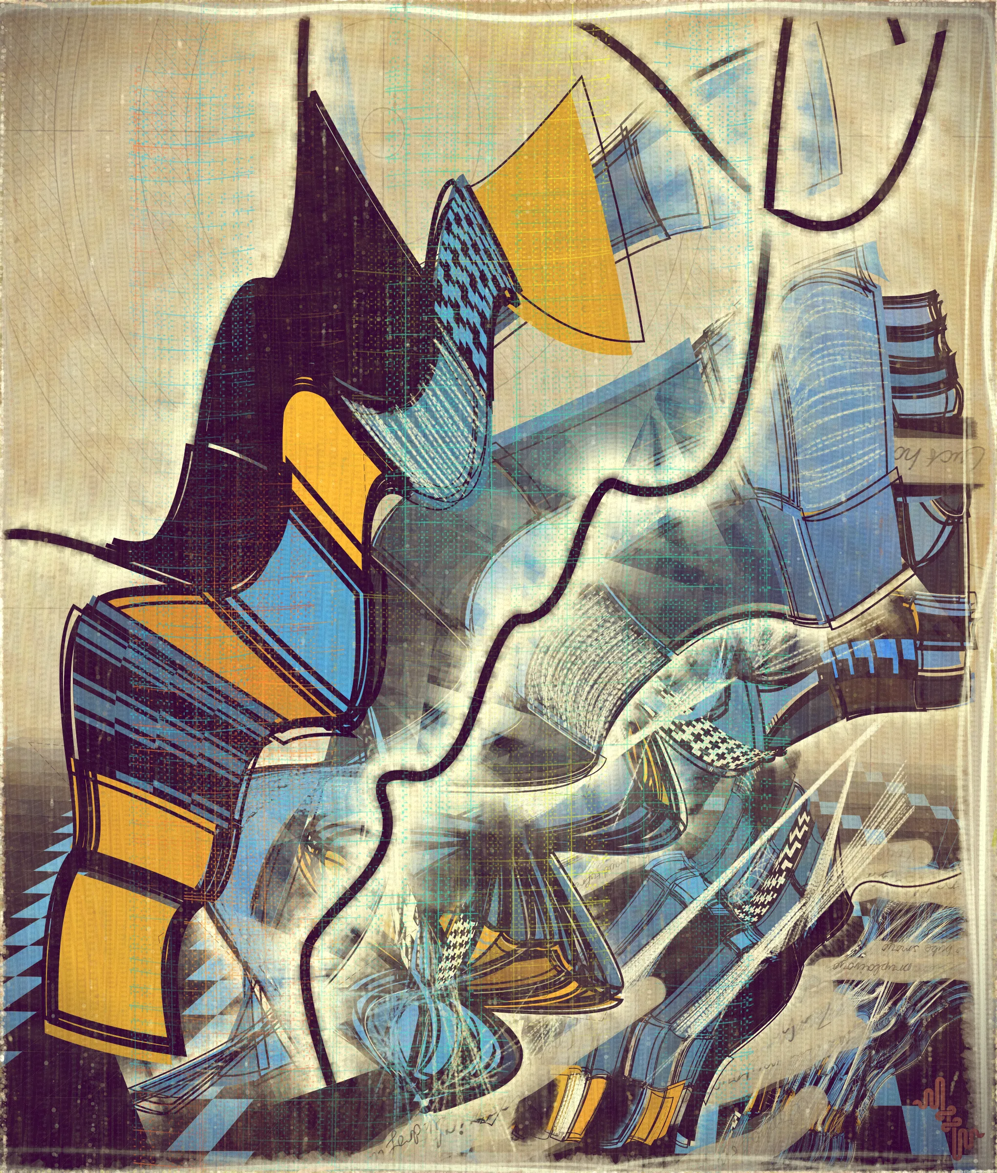 # Algorithmic Expressionism and the Landscape of Madness #
# . #
## Landscape Inversion ##
This project began with a whimsical idea: to invert the convention of landscape painting on canvas—one of the most ubiquitous motifs in art history. Instead of painting a scene or vista onto the canvas, I imagined an algorithmic domain shaped by the flowing material properties of the canvas itself. 
# . #
## Mark Making and the Digital Surface ##
Bold gestural markings within this algorithm also evolved into a way of defining scale and movement in the landscape. They serve as a bridge between the illusion of receding depth and the true flatness of the digital surface. For centuries, bold brushstrokes—evidence of the painterly act—have created intentional tension between illusionism and the physical reality of the canvas. The gestural marks in this series, although complex and layered, are still clearly derived from rudimentary vector-based primitives. Preserving the evidence of a digitally native process is my reinterpretation of this same artifact found in representational painting.
# . #
## Gesture and Abstraction ##
Algorithmic mark making reminiscent of human gesture is not really abstract. They are more representational of artifacts created by the human skeleton in the creative act. Through this association gesture seems to have a direct expressive path to our deep human emotions. When gestures become incoherent and turbulent, something in us feels this as a kind of violence. Although Amplitudes of Canvas started life as gently flowing landscape-esk forms, the use of gesture became stronger and the spectrum of movement and expressive power of the work ramped up considerably. The addition of the floor plane reminded me of Victorian hospital rooms. In some of these works emerged the traces of an asylum, a container for the more extreme gestural madness appearing at the out edges of the algorithm's expressive space.
# . #
## The Infinite Sketchbook of a Mad Person ##
Outputs are like sketches in the sense they are only glimpses into the totality of the algorithm. They are never fully crystalized. They are like the outflow of a mad person because the insane often get caught in loops, obsessing over the same patterns. Through their interaction with the world, the patterns get expressed in varied ways, each time new, but recognizable as belonging to the same behavior. The mad person compared to the average person thus has a limited range of functionality and adaptability. The algo can only explore a tiny space of possibilities compared to say the space of all art. It is still an infinite space, but not all infinities are equal.
# . #
## Expressionism and Madness ##
It seems likely that expressionism has been linked to madness in the past, both academically and by the casual observer. De Kooning’s Woman paintings have a ferocious presence and are wonderfully disturbing. Alcoholic, bad tempered Pollock expresses a destabilizing frenetic power. Rothko, who was the counter type in the movement painted sacred meditative works, but killed himself. Rothko was on record as saying he wanted to paint the deep human emotions. This has always been my hope. I feel I consistently fail, but make tiny steps towards that goal. It is not at all obvious how to progress when working in the domain of abstract art. I do feel however, that when literal representation in Art is set aside there is a more direct path to the human heart for those artists who achieve it.
# . #
## Text as Texture ##
The cursive writing in these works are entirely algorithmic. There is no meaning, other than the meta meaning of something that looks like Pseudo notation. In the course of building the project I tried numerous ways to introduce the texture of writing into the work without finding a way that satisfied me. Text adds a textural depth to the work that’s hard to create in any other way. The writing also looks like the scribing of a mad person which seemed to tie in nicely with the emerging feeling of madness in some of the outputs. I call these bands of cursive texture - Notes from the Asylum.
# . #
## Algorithmic Process vs Skeuomorphism ##
Creating surfaces that look worn and discolored might be seen as skeuomorphic, however I feel there is an honesty to this type of treatment because objects in real life are also typically aged in an algorithmic way. Usually through a repetition of partially constrained movements and patterns of specific interactions. The intrinsic visual properties we find comforting and fascinating in antique surfaces can be created in generative art in a very direct and authentic way. When I remove these layers of textural distress the underlying work is often somewhat unapproachable and cold. I feel the compositional flow is also softened and unified by the addition of algorithmic distress. Transitions are easier to visually digest and the overall visual variety and interest of the surface is increased. Perhaps what’s more important is there is a sense in which the art has settled into the physical world and has had interactions with it. Of course this is a lie but every story we tell in art is a lie. When creating the distress marks I am careful to leave the simple circle and line primitive building blocks at a scale that makes it easy to see on close examination how the art is constructed. This reveals the truth about the lie and creates visual tension between the illusionistic and abstracted mark making.
# . #
## Recursive Curation ##
Amplitudes of Canvas uses this new type of structure that enables me to evolve the algorithm over a long period of time without losing outstanding outputs from the previous versions. It's a little like the fx(hash) Open Form model, but only I am in control of what gets bred. All the breeding also happens prior to release within my studio. Every part of the algorithmic journey is contained in the single algorithm so I can put it fully on-chain and make it work within the very solid, but quite constrained Art Blocks infrastructure. Recursion refers to the fact I can use social WIP sharing to help steer new versions in the algorithm's evolution. If and when I share something that both captures my audience's attention and excites me I can capture the visual DNA of that output and use it as the basis to breed new children without losing previous outputs and version possibilities.
