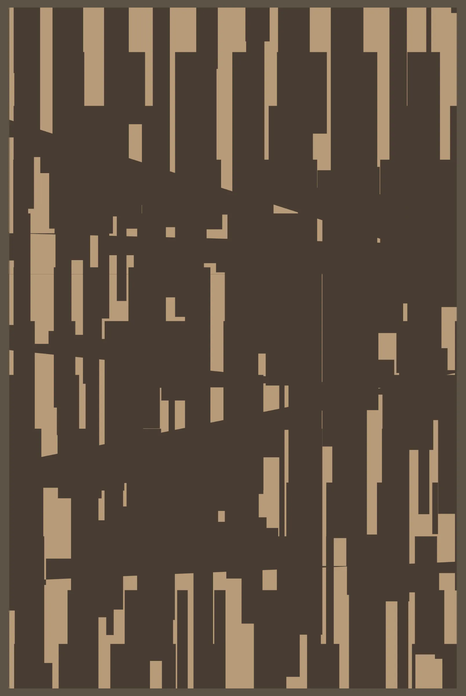 Artist Linda Dounia contemplates memory, loss, and change in her poetic collection, A Staircase Home. Her artwork is designed through an algorithm built around her memory of the staircase that led up to her beloved childhood home in the small Senegalese city of Mbour, a home that was removed to make way for a growing city. The staircase motif climbs back and forth in each of 12 digital artworks—tufted carpets in their physical forms—at varying heights and angles in a mix of earthy and vibrant tones. Conceived on an exploratory trip to Morocco where the physical medium for her collection was chosen, the works also take inspiration from Moroccan artisanal traditions. The abstract shapes that rise and fall in a zigzag pattern from edge to edge, create a dynamic symbol of connection between past and present and technology and craft.