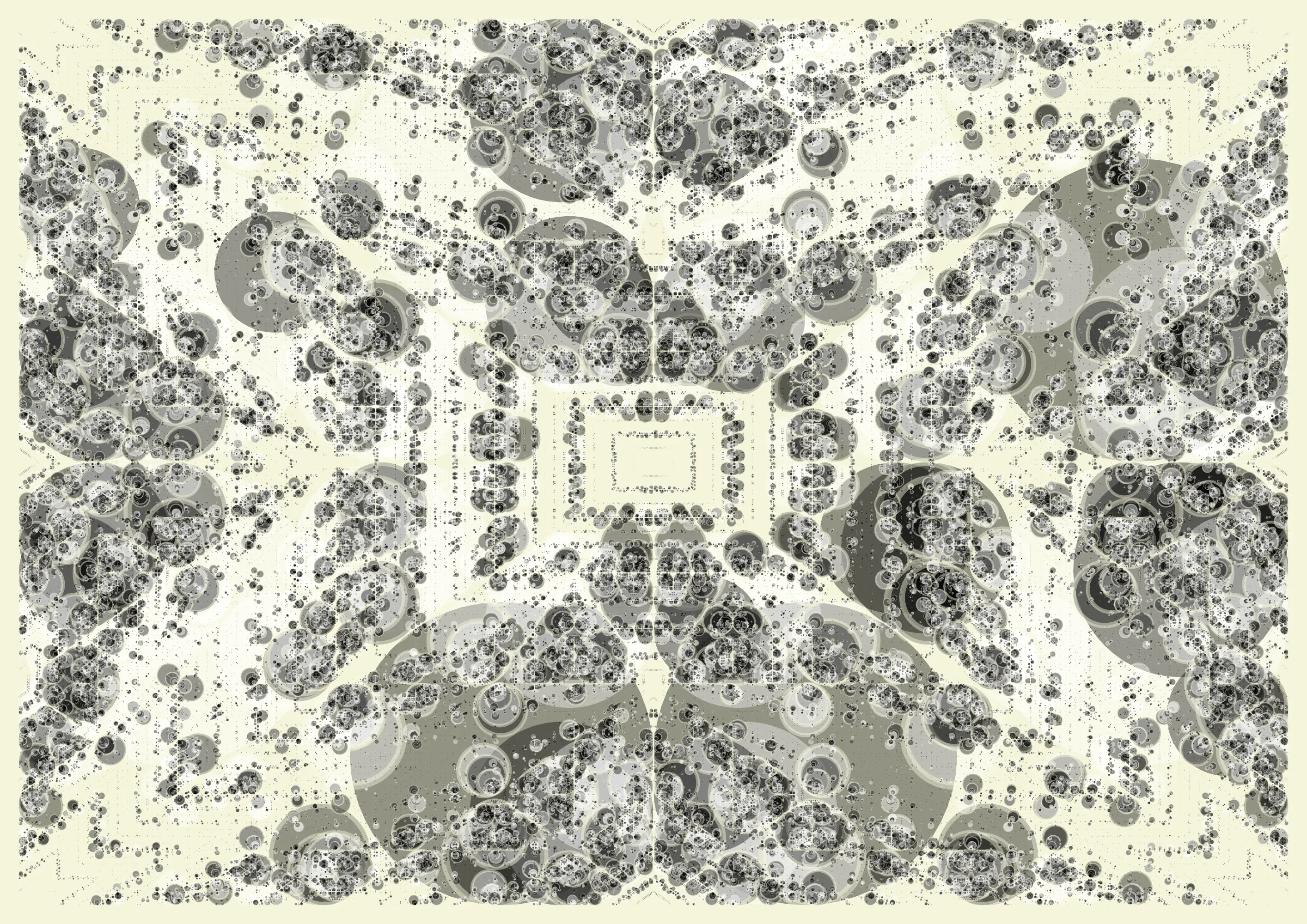 As described by Euclid as early as 300 BC in Book IV of "Elements", a circle can be drawn inside any triangle in such a way that it touches all three sides.
This is called the incircle of a triangle.

"Incircles" presents a subdivision of the plane into triangles, but instead of drawing those triangles, each incircle is drawn.
This results in captivating circle compositions, recursively drawn as only the computer can do.