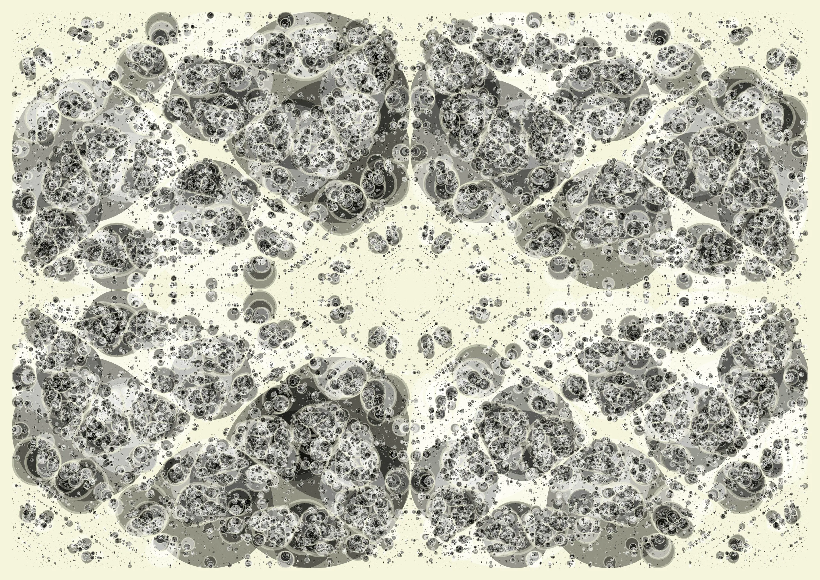 As described by Euclid as early as 300 BC in Book IV of "Elements", a circle can be drawn inside any triangle in such a way that it touches all three sides.
This is called the incircle of a triangle.

"Incircles" presents a subdivision of the plane into triangles, but instead of drawing those triangles, each incircle is drawn.
This results in captivating circle compositions, recursively drawn as only the computer can do.