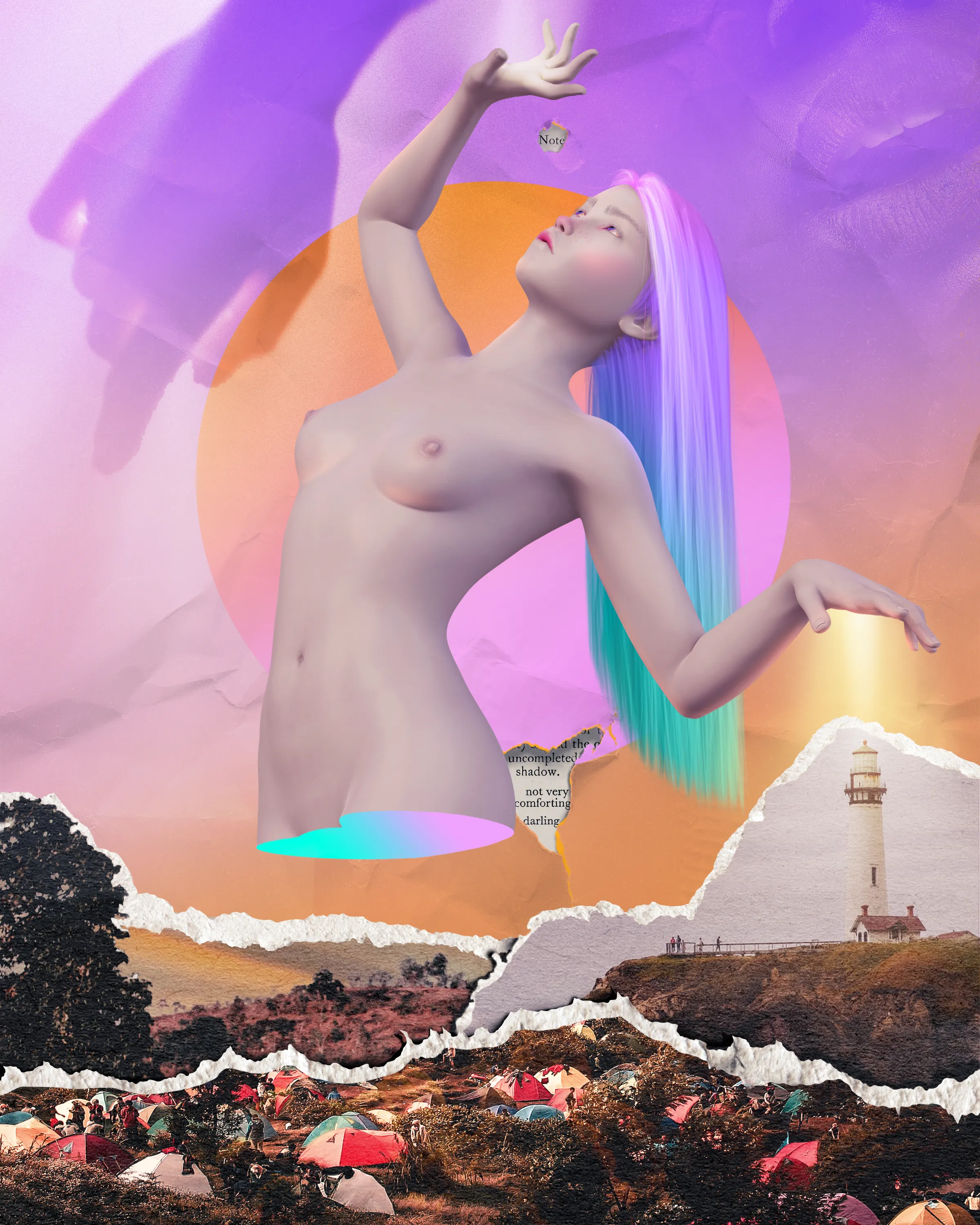 You're a lighthouse and your future is in your hands. Shine forever, and this light will show the right path. You’ve found the light, and prejudices and stereotypes can't touch you anymore.

Digital collage + 3D
2400*3000px
300dpi