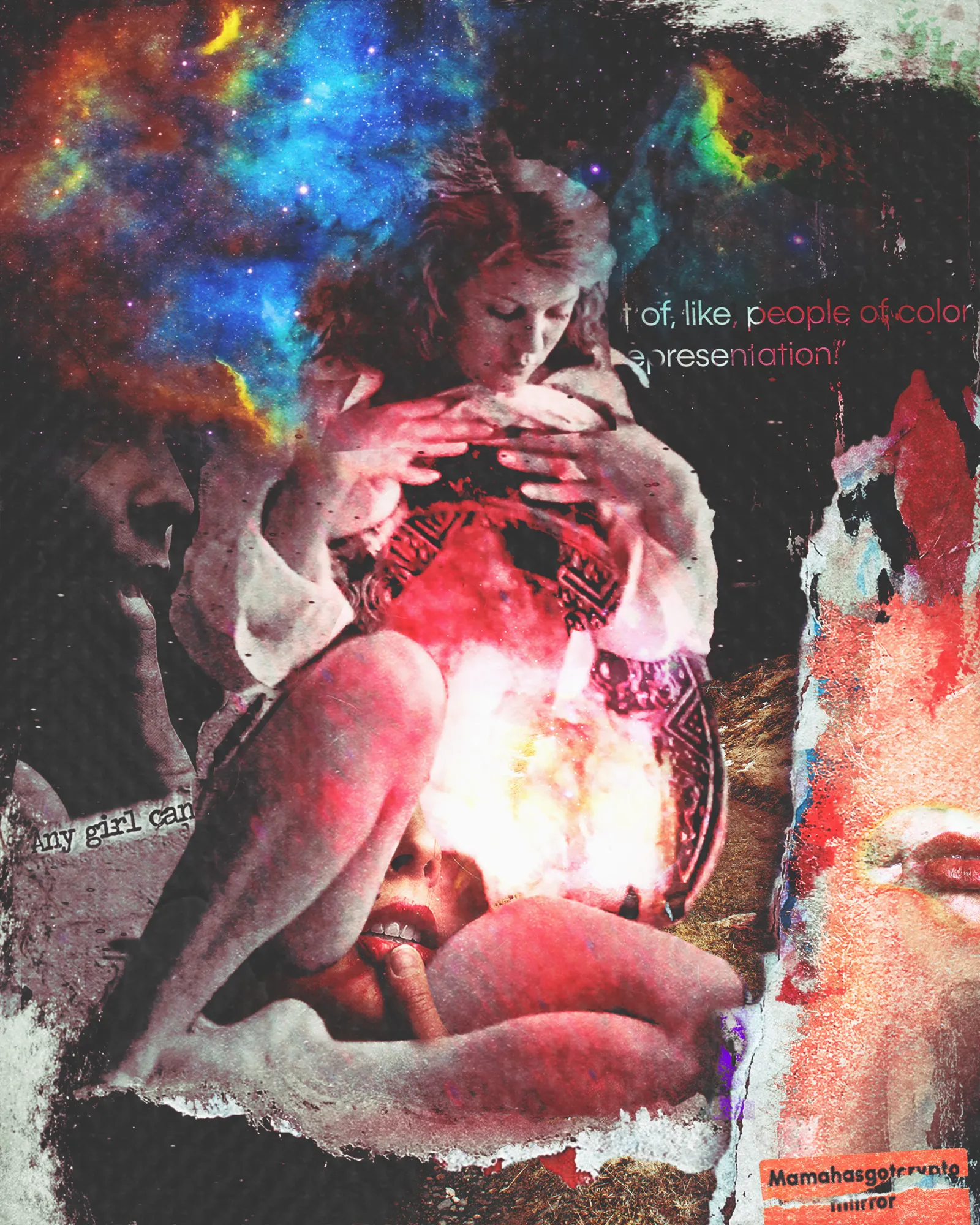 Two collage-addicts met in this free representation of Sensuality and nostalgia, to express Freedom of being ourselves in the act of discovery of self. 

Knowing self is confidence.
Confidence is sensual. 
Sensual is the Universe.

Analog paper collage + digital collage
1600*2000px
300dpi