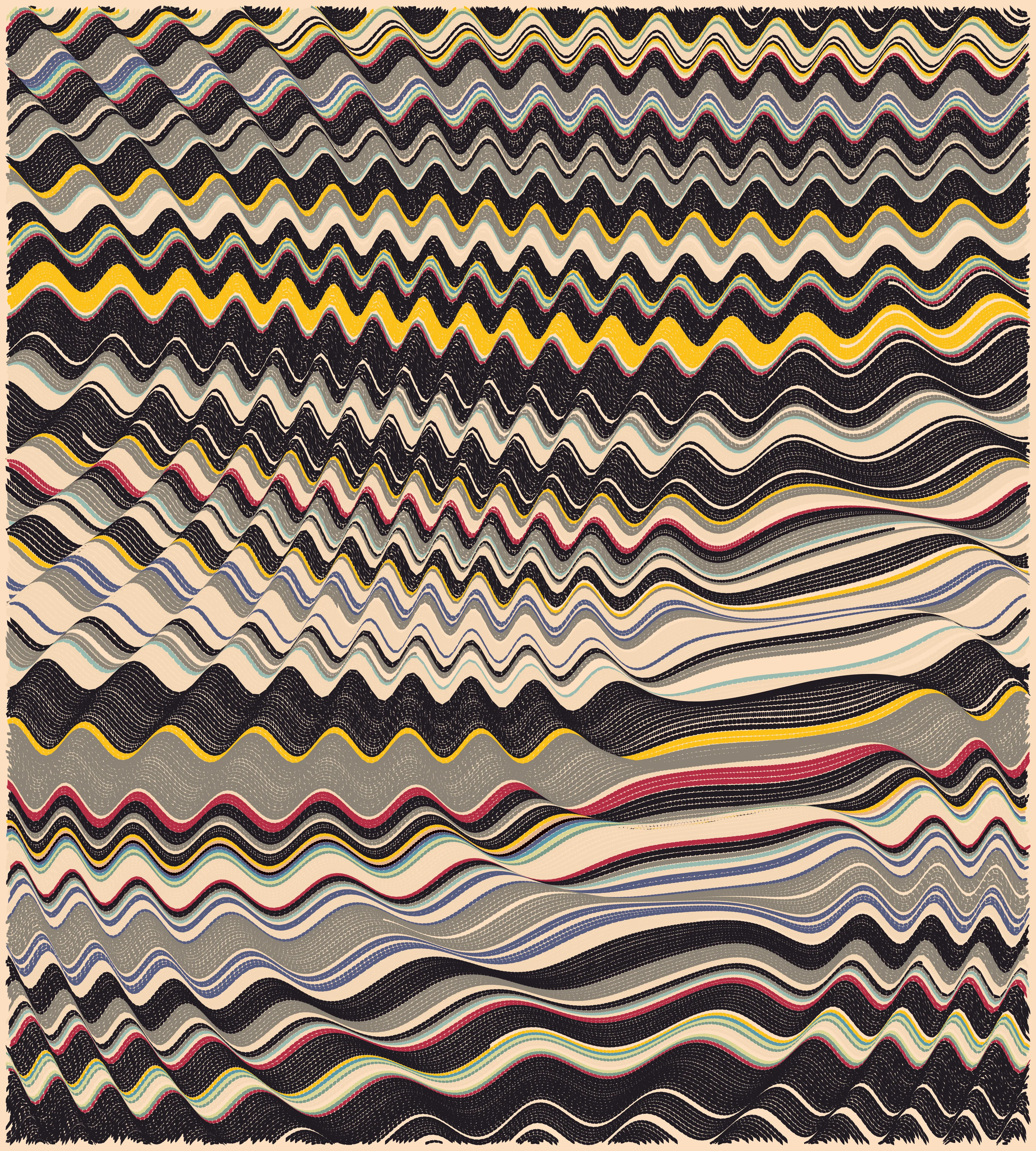 _.wav_ is a generative system following simple rules that produce serene, colorful waveform patterns.

A 1/1 giclée print and HQ file will be available to the winner of this auction upon request.