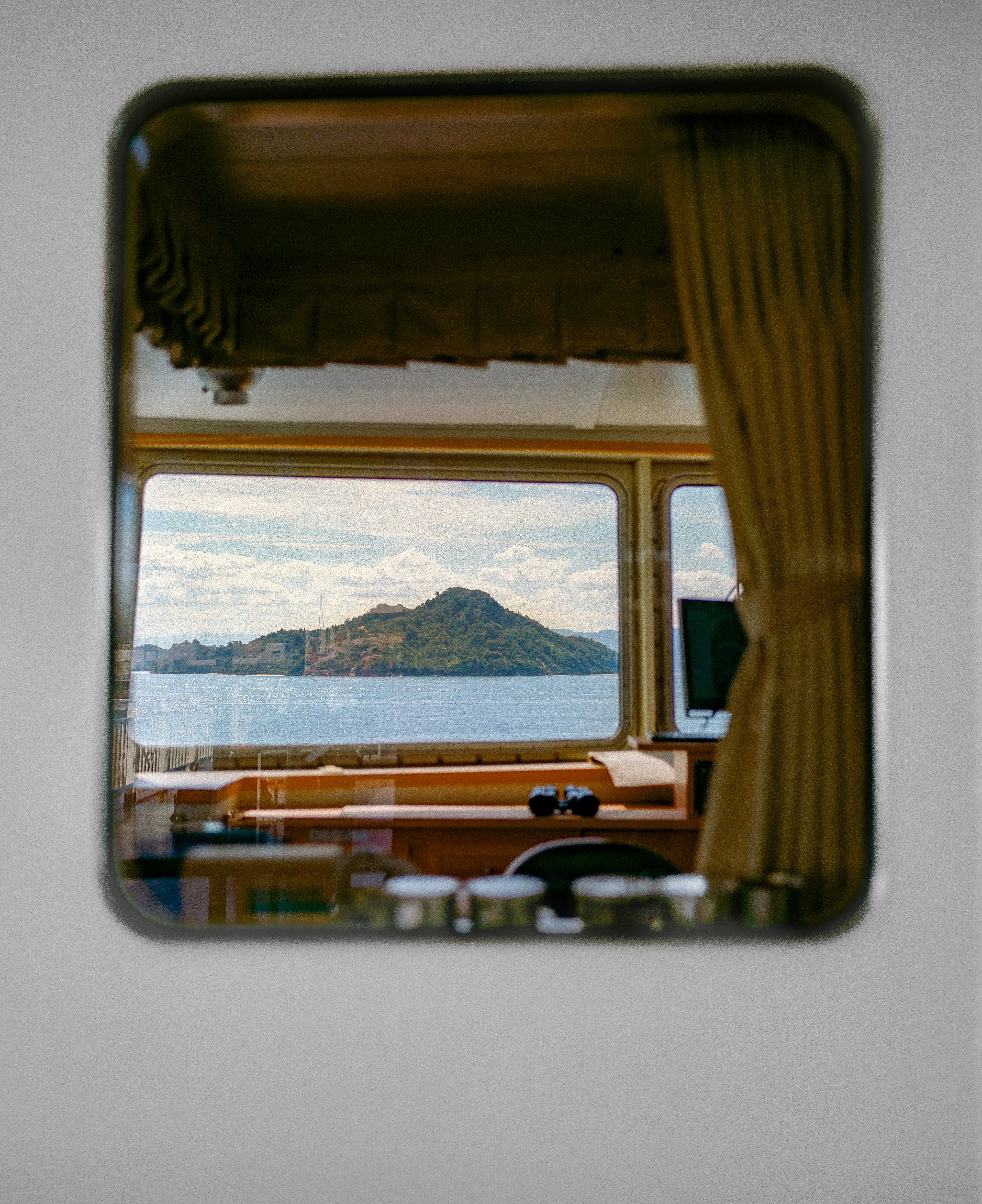 "Looking Forward" was shot on film while traveling from Uno Port to Naoshima Island via ferry.