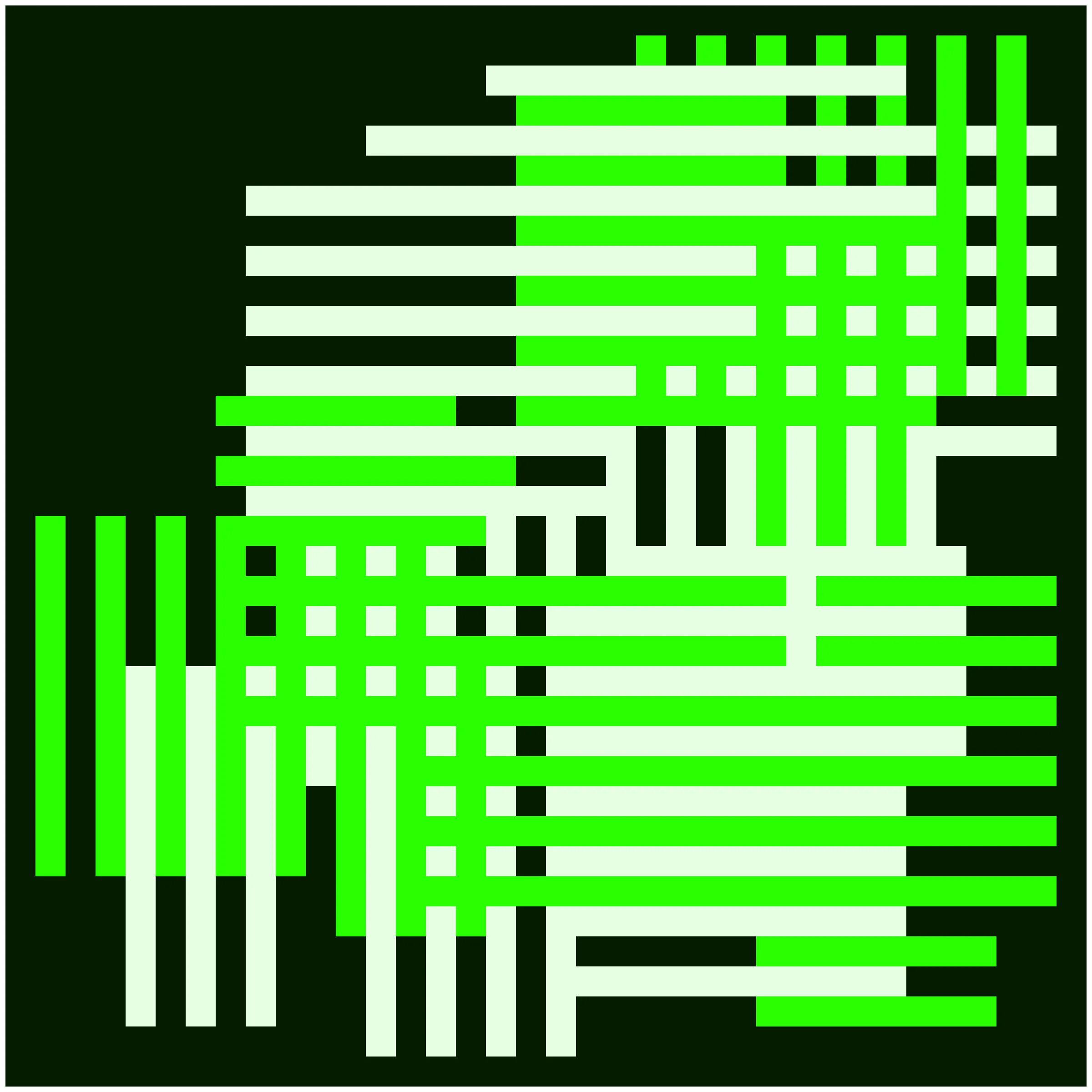Each Construction Token is unique and contains a randomized seed that determines the composition of the artwork. This includes the number, orientation, and placement of rectangles, as well as the color selections. Most tokens are monochromatic, with occasional light or dark variants. In some cases, the script will produce a token using complementary colors.
