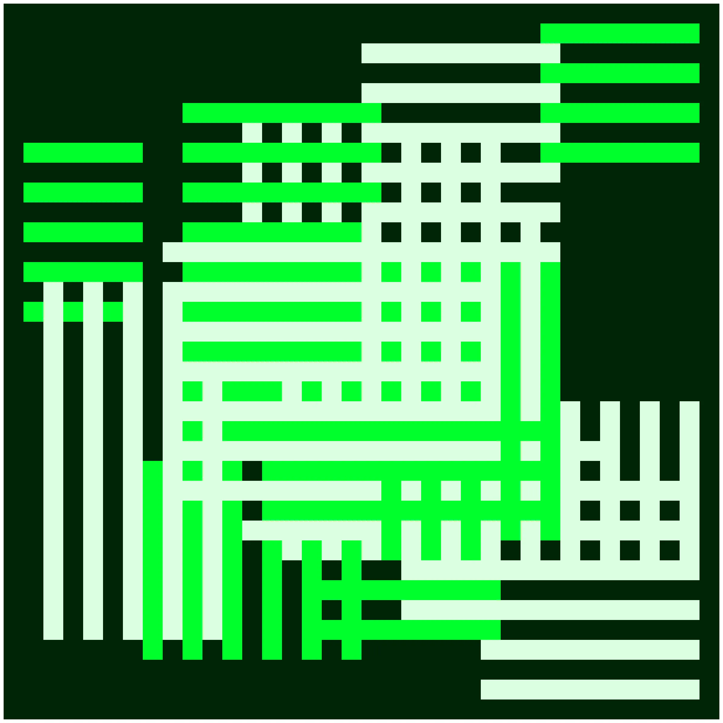 Each Construction Token is unique and contains a randomized seed that determines the composition of the artwork. This includes the number, orientation, and placement of rectangles, as well as the color selections. Most tokens are monochromatic, with occasional light or dark variants. In some cases, the script will produce a token using complementary colors.