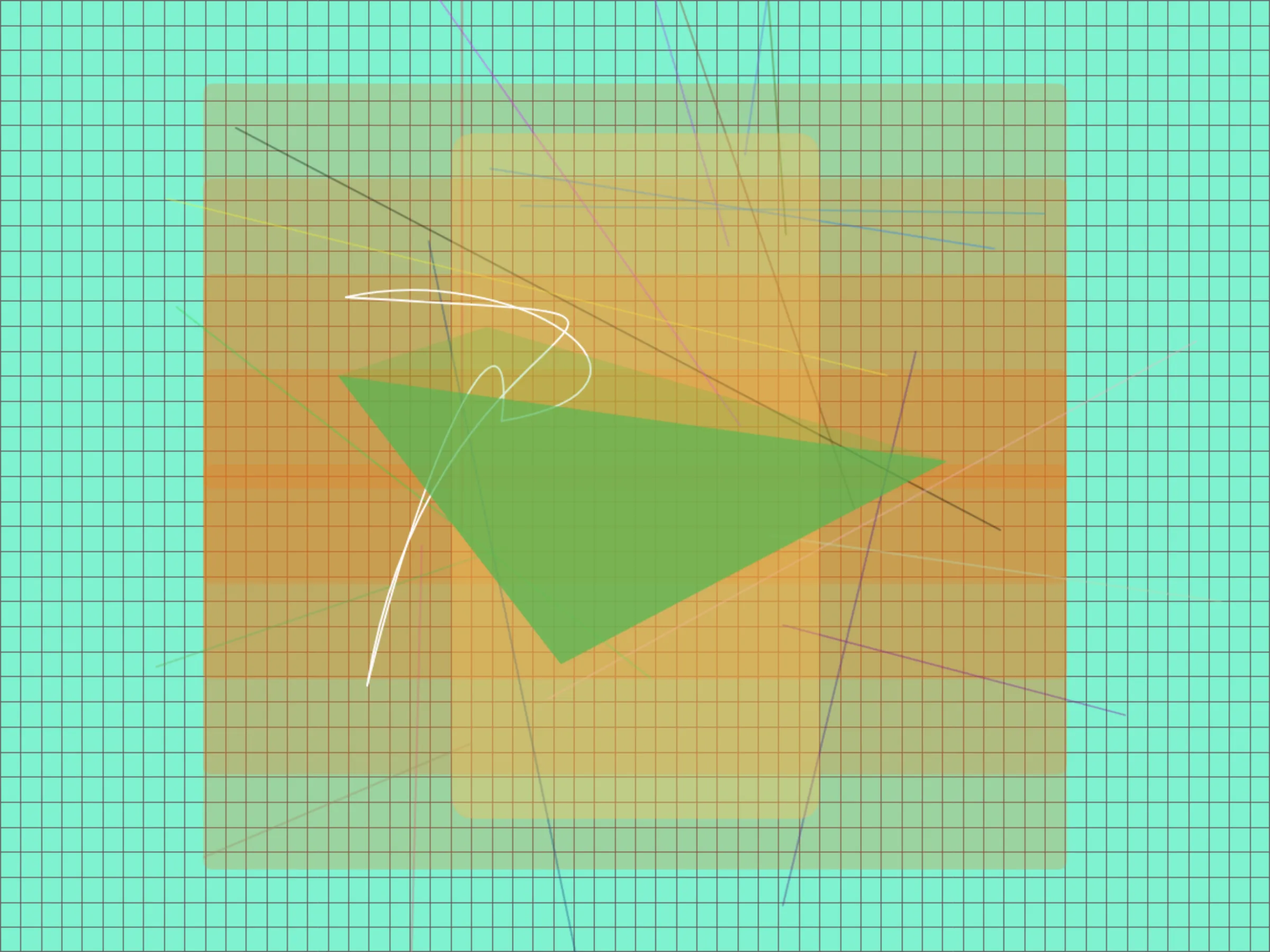 Genesis: Generative System. A block hash string is interpreted into a visual composition using a set of algorithmic rules. Compositions may contain grids, gradients, lines, shapes, and colors that harmonize with each other. Each mint is one of a kind and designed to stand-alone. Limited Edition.