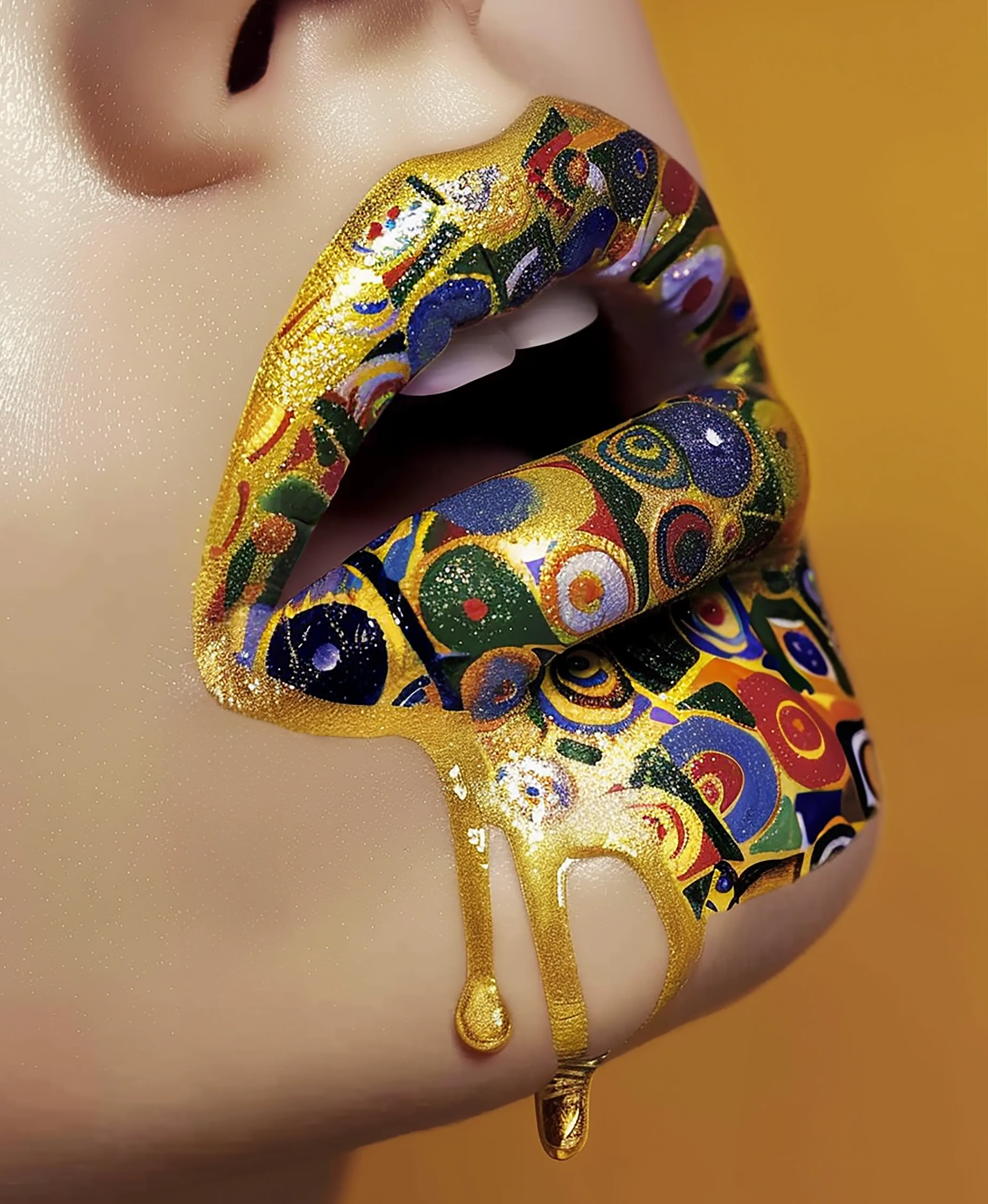 Kiss me, Master. 

The Kiss is an oil-on-canvas painting with added gold leaf, silver and platinum by the Austrian Symbolist painter Gustav Klimt. Gustav Klimt was an Austrian symbolist painter and one of the most prominent members of the Vienna Secession movement.