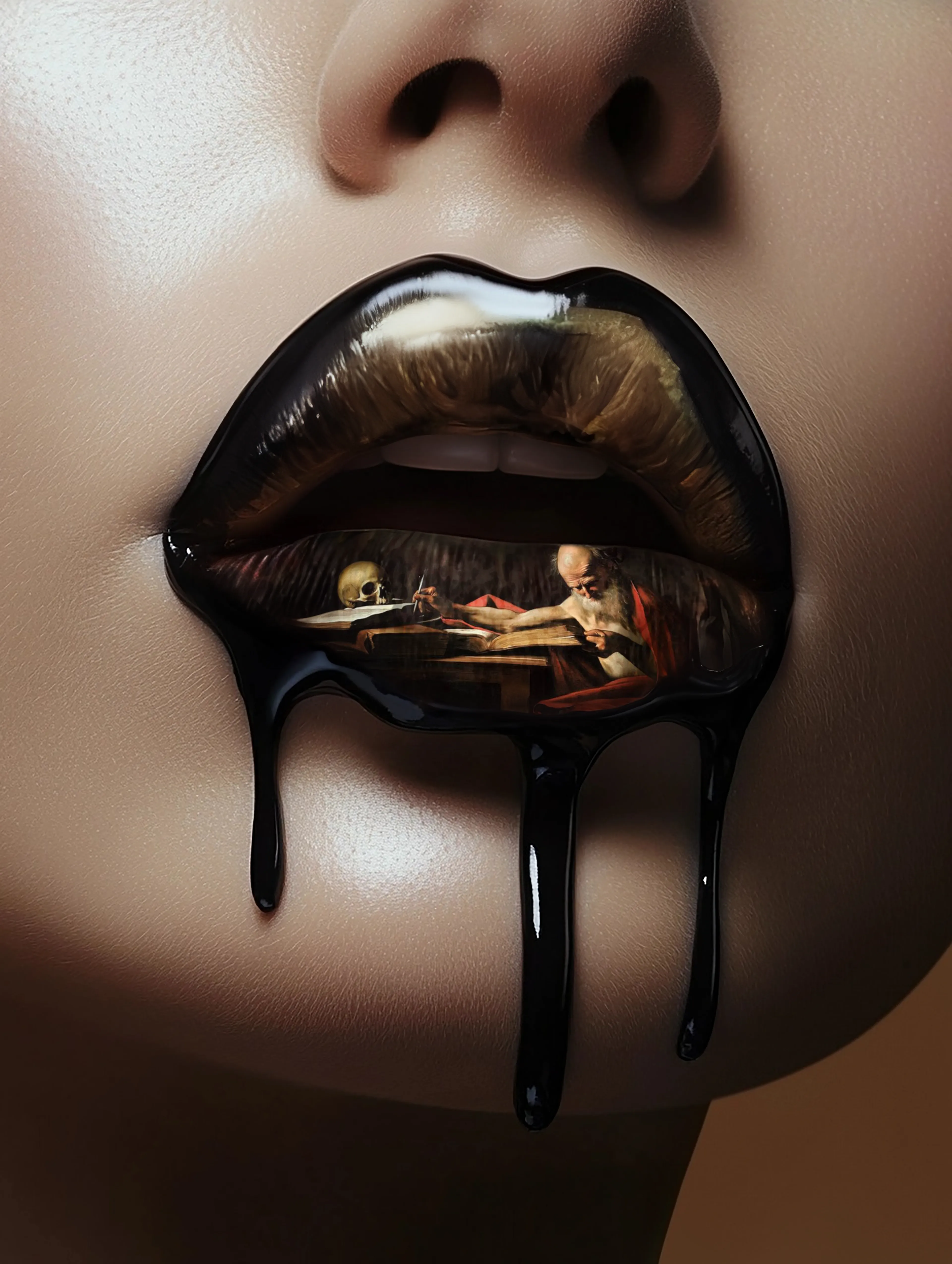 Masters harness and translate emotions, words, darkness and light.

Caravaggio was a master of boldness, realism, and dramatic use of light and shadow. Psychological depth adds to the emotional impact of his paintings. 

Saint Jerome is hunched over his desk, translating words illuminated by light. Ink pours from his hand and her mouth. Light and shadow cover her face. 