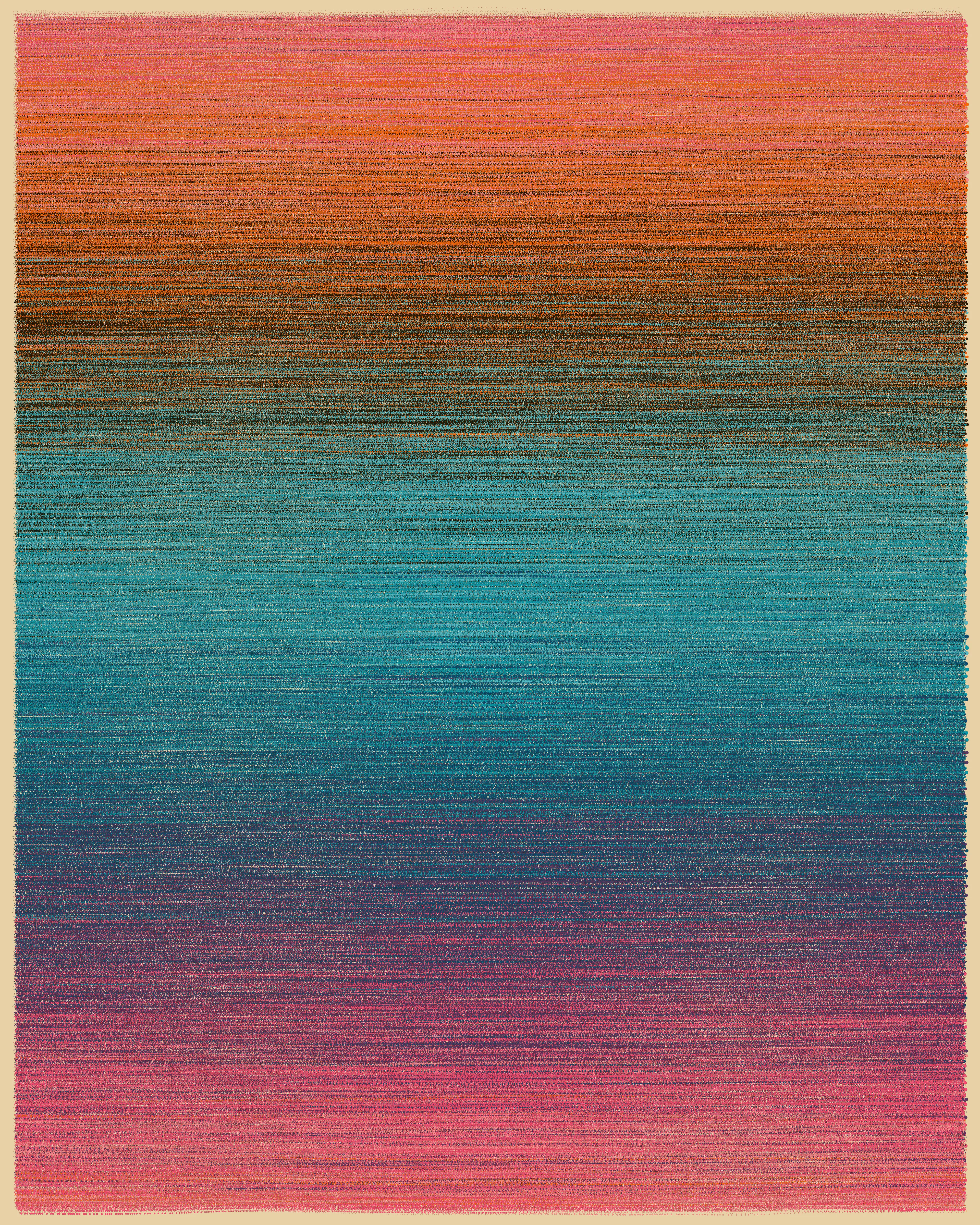 "Blaatimen" is a Norwegian expression referencing the last hour of the day, when the sun is about to descend below the horizon. On clear days the sky becomes a warm, majestic gradient, playing a symphony with the endless mirror of the sea.
This artwork was created by Per Kristian Stoveland and part of Grails IV.