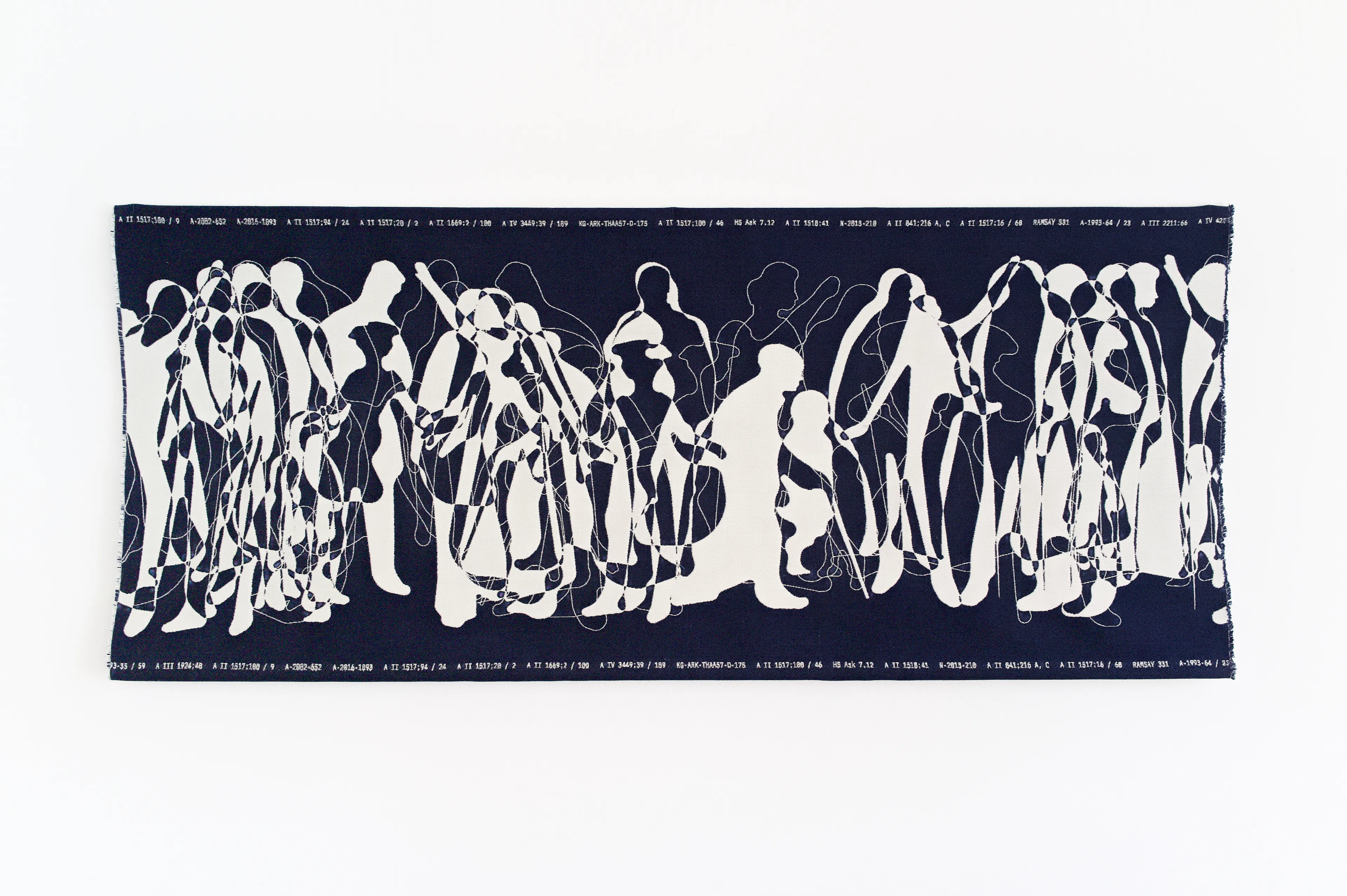 This is to certify that the textile as depicted here is an original artwork by Andreas Rau. This certification is the signature for the work and must accompany the work if it is sold or otherwise transferred.

The textile is derived from a digital, algorithmic artwork minted to the Ethereum blockchain and first shown with the Finnish National Gallery in September, 2024.

Digital jacquard weave · Wool, 65 × 156 cm

Year of production: 2025 · Woven with vevft.com