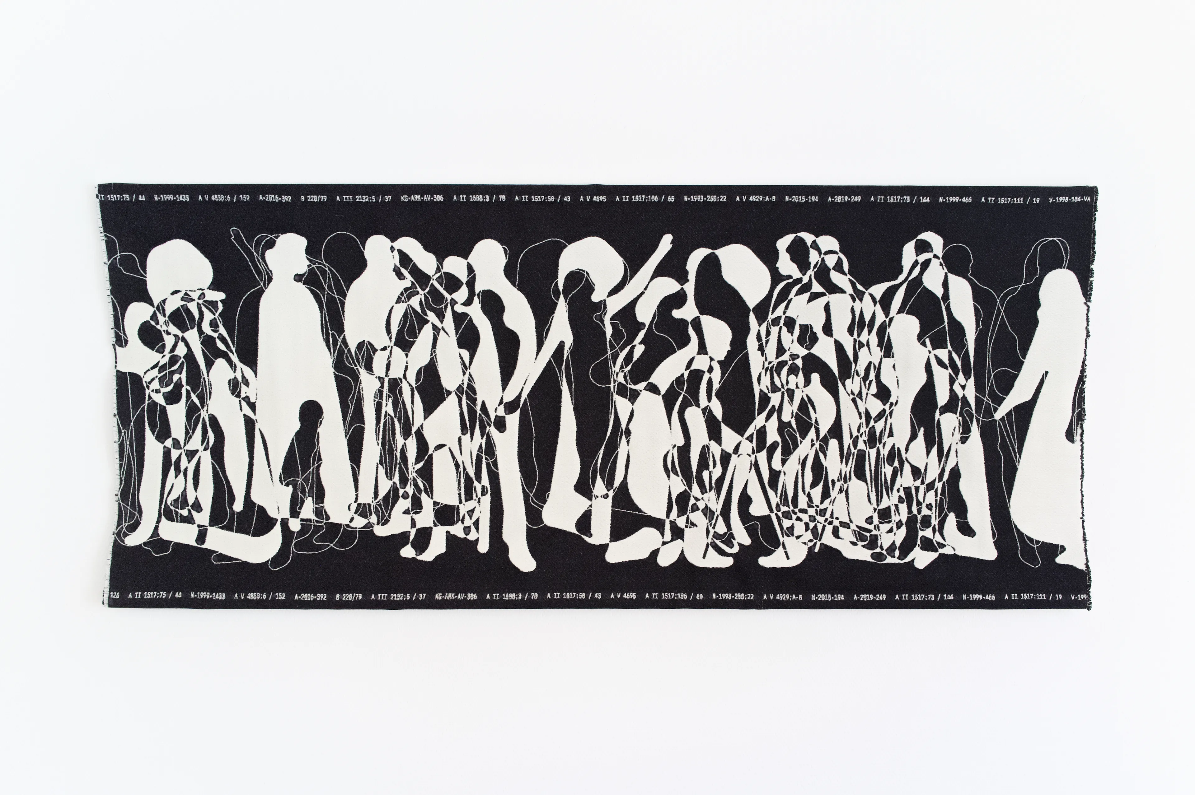 This is to certify that the textile as depicted here is an original artwork by Andreas Rau. This certification is the signature for the work and must accompany the work if it is sold or otherwise transferred.

The textile is derived from a digital, algorithmic artwork minted to the Ethereum blockchain and first shown with the Finnish National Gallery in September, 2024.

Digital jacquard weave · Wool, 65 × 156 cm

Year of production: 2025 · Woven with vevft.com