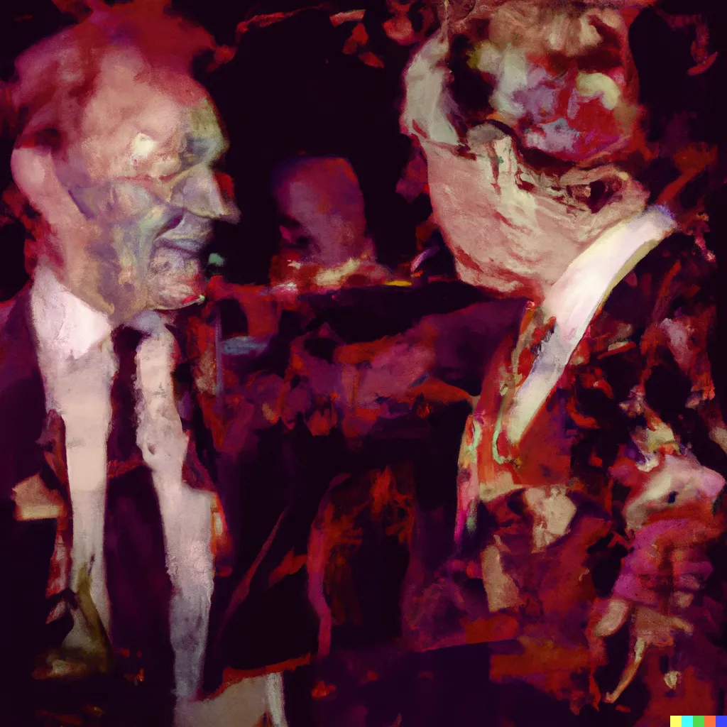 Norman Harman X DALL-E 2

Business Deal 3

This image was originally generated by the artist in 2022 using the now-deprecated DALL·E 2 model and downloaded from labs.openai.com.

The work reflects DALL·E 2’s distinct visual signature — a synthesis of surreal logic and painterly ambiguity. Figures emerge in soft focus, with forms that blur the line between object and hallucination. These compositional characteristics are unique to the model’s latent structure and cannot be authentically recreated using current systems.

Minted by the original creator as an ERC-721 token via Manifold, the work is preserved on-chain through tokenized metadata and decentralized media storage.