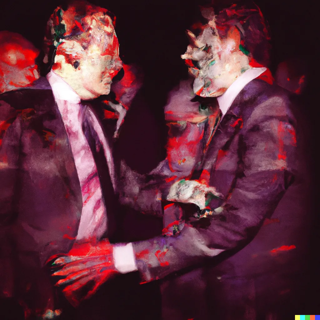 Norman Harman X DALL-E 2

Business Deal 8

This image was originally generated by the artist in 2022 using the now-deprecated DALL·E 2 model and downloaded from labs.openai.com.

The work reflects DALL·E 2’s distinct visual signature — a synthesis of surreal logic and painterly ambiguity. Figures emerge in soft focus, with forms that blur the line between object and hallucination. These compositional characteristics are unique to the model’s latent structure and cannot be authentically recreated using current systems.

Minted by the original creator as an ERC-721 token via Manifold, the work is preserved on-chain through tokenized metadata and decentralized media storage.