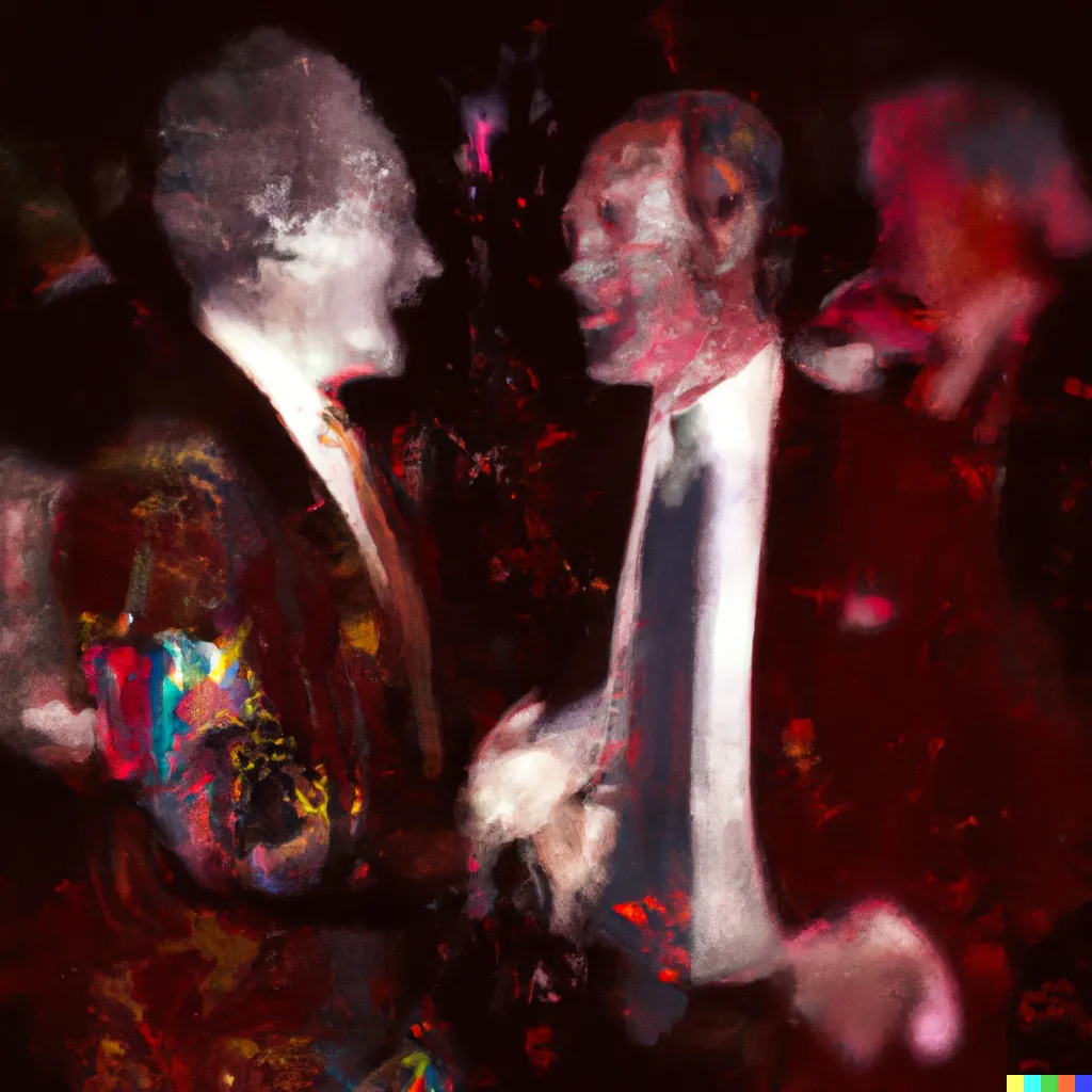 Norman Harman X DALL-E 2 

Business Deal 71

This image was originally generated by the artist in 2022 using the now-deprecated DALL·E 2 model and downloaded from labs.openai.com.

The work reflects DALL·E 2’s distinct visual signature — a synthesis of surreal logic and painterly ambiguity. Figures emerge in soft focus, with forms that blur the line between object and hallucination. These compositional characteristics are unique to the model’s latent structure and cannot be authentically recreated using current systems.

Minted by the original creator as an ERC-721 token via Manifold, the work is preserved on-chain through tokenized metadata and decentralized media storage.