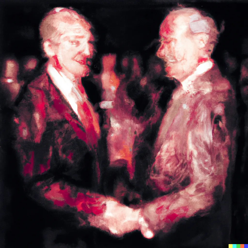 Norman Harman X DALL-E 2

Business Deal 23

This image was originally generated by the artist in 2022 using the now-deprecated DALL·E 2 model and downloaded from labs.openai.com.

The work reflects DALL·E 2’s distinct visual signature — a synthesis of surreal logic and painterly ambiguity. Figures emerge in soft focus, with forms that blur the line between object and hallucination. These compositional characteristics are unique to the model’s latent structure and cannot be authentically recreated using current systems.

Minted by the original creator as an ERC-721 token via Manifold, the work is preserved on-chain through tokenized metadata and decentralized media storage.