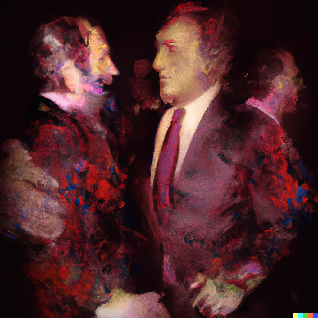 Norman Harman X DALL-E 2

Business Deal 17

This image was originally generated by the artist in 2022 using the now-deprecated DALL·E 2 model and downloaded from labs.openai.com.

The work reflects DALL·E 2’s distinct visual signature — a synthesis of surreal logic and painterly ambiguity. Figures emerge in soft focus, with forms that blur the line between object and hallucination. These compositional characteristics are unique to the model’s latent structure and cannot be authentically recreated using current systems.

Minted by the original creator as an ERC-721 token via Manifold, the work is preserved on-chain through tokenized metadata and decentralized media storage.