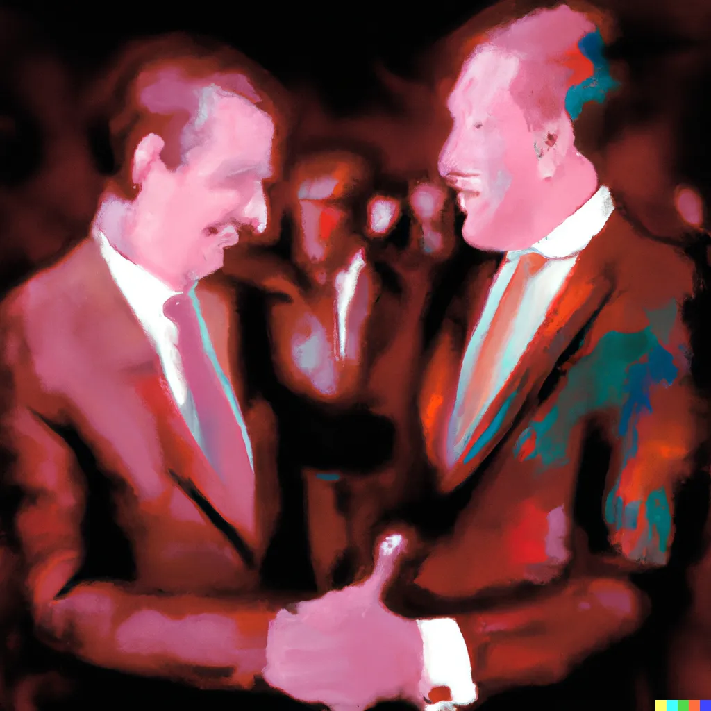 Norman Harman X DALL-E 2

Business Deal 16

This image was originally generated by the artist in 2022 using the now-deprecated DALL·E 2 model and downloaded from labs.openai.com.

The work reflects DALL·E 2’s distinct visual signature — a synthesis of surreal logic and painterly ambiguity. Figures emerge in soft focus, with forms that blur the line between object and hallucination. These compositional characteristics are unique to the model’s latent structure and cannot be authentically recreated using current systems.

Minted by the original creator as an ERC-721 token via Manifold, the work is preserved on-chain through tokenized metadata and decentralized media storage.