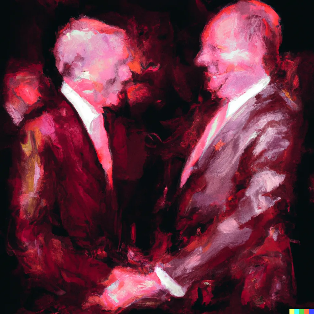 Norman Harman X DALL-E 2

Business Deal 21

This image was originally generated by the artist in 2022 using the now-deprecated DALL·E 2 model and downloaded from labs.openai.com.

The work reflects DALL·E 2’s distinct visual signature — a synthesis of surreal logic and painterly ambiguity. Figures emerge in soft focus, with forms that blur the line between object and hallucination. These compositional characteristics are unique to the model’s latent structure and cannot be authentically recreated using current systems.

Minted by the original creator as an ERC-721 token via Manifold, the work is preserved on-chain through tokenized metadata and decentralized media storage.