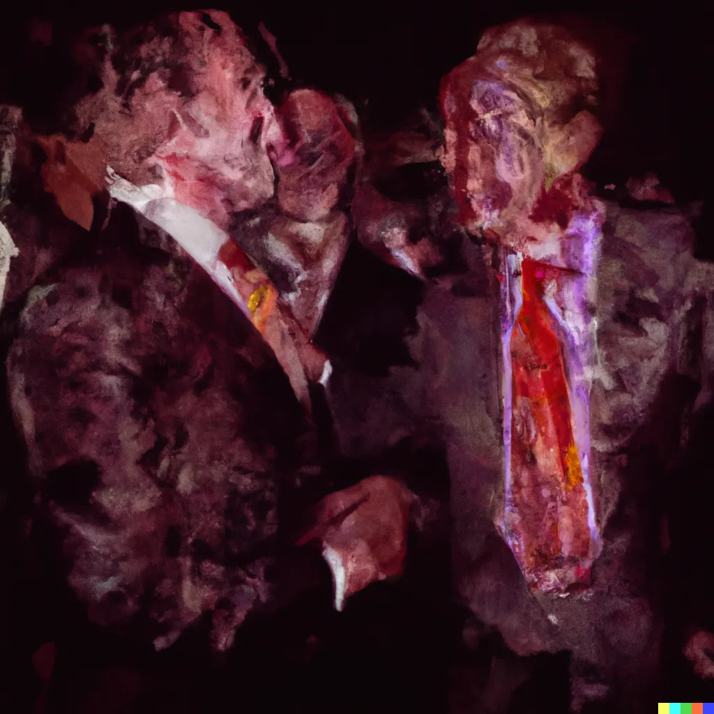 Norman Harman X DALL-E 2 

Business Deal 61

This image was originally generated by the artist in 2022 using the now-deprecated DALL·E 2 model and downloaded from labs.openai.com.

The work reflects DALL·E 2’s distinct visual signature — a synthesis of surreal logic and painterly ambiguity. Figures emerge in soft focus, with forms that blur the line between object and hallucination. These compositional characteristics are unique to the model’s latent structure and cannot be authentically recreated using current systems.

Minted by the original creator as an ERC-721 token via Manifold, the work is preserved on-chain through tokenized metadata and decentralized media storage.