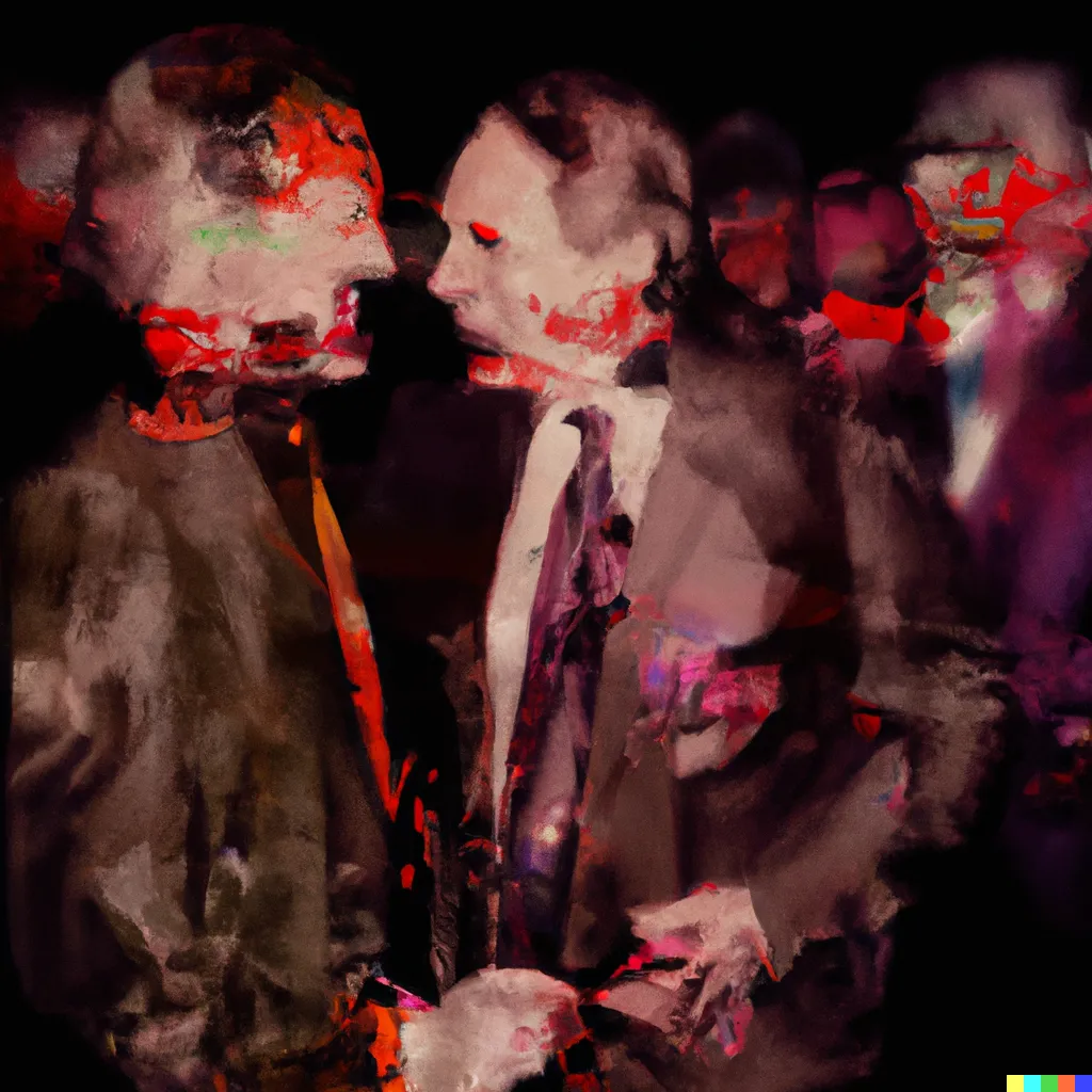 Norman Harman X DALL-E 2 

Business Deal 83

This image was originally generated by the artist in 2022 using the now-deprecated DALL·E 2 model and downloaded from labs.openai.com.

The work reflects DALL·E 2’s distinct visual signature — a synthesis of surreal logic and painterly ambiguity. Figures emerge in soft focus, with forms that blur the line between object and hallucination. These compositional characteristics are unique to the model’s latent structure and cannot be authentically recreated using current systems.

Minted by the original creator as an ERC-721 token via Manifold, the work is preserved on-chain through tokenized metadata and decentralized media storage.