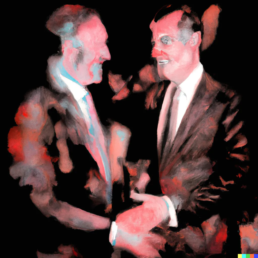 Norman Harman X DALL-E 2

Business Deal 15

This image was originally generated by the artist in 2022 using the now-deprecated DALL·E 2 model and downloaded from labs.openai.com.

The work reflects DALL·E 2’s distinct visual signature — a synthesis of surreal logic and painterly ambiguity. Figures emerge in soft focus, with forms that blur the line between object and hallucination. These compositional characteristics are unique to the model’s latent structure and cannot be authentically recreated using current systems.

Minted by the original creator as an ERC-721 token via Manifold, the work is preserved on-chain through tokenized metadata and decentralized media storage.