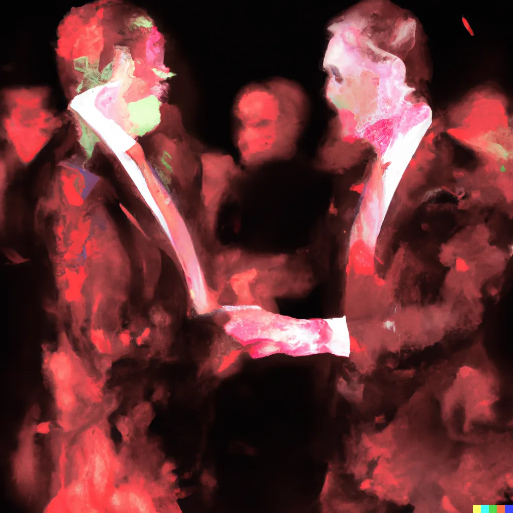 Norman Harman X DALL-E 2

Business Deal 11

This image was originally generated by the artist in 2022 using the now-deprecated DALL·E 2 model and downloaded from labs.openai.com.

The work reflects DALL·E 2’s distinct visual signature — a synthesis of surreal logic and painterly ambiguity. Figures emerge in soft focus, with forms that blur the line between object and hallucination. These compositional characteristics are unique to the model’s latent structure and cannot be authentically recreated using current systems.

Minted by the original creator as an ERC-721 token via Manifold, the work is preserved on-chain through tokenized metadata and decentralized media storage.
