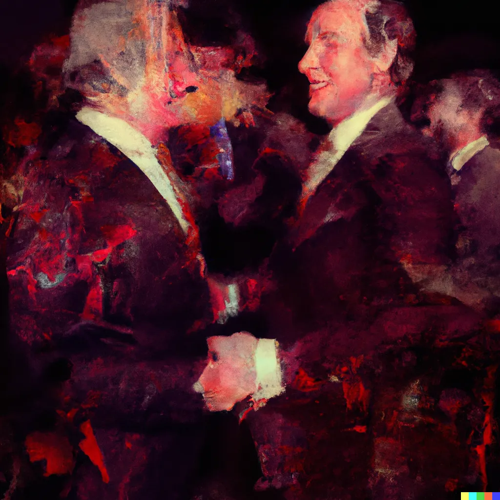 Norman Harman X DALL-E 2

Business Deal 104

This image was originally generated by the artist in 2022 using the now-deprecated DALL·E 2 model and downloaded from labs.openai.com.

The work reflects DALL·E 2’s distinct visual signature — a synthesis of surreal logic and painterly ambiguity. Figures emerge in soft focus, with forms that blur the line between object and hallucination. These compositional characteristics are unique to the model’s latent structure and cannot be authentically recreated using current systems.

Minted by the original creator as an ERC-721 token via Manifold, the work is preserved on-chain through tokenized metadata and decentralized media storage.

