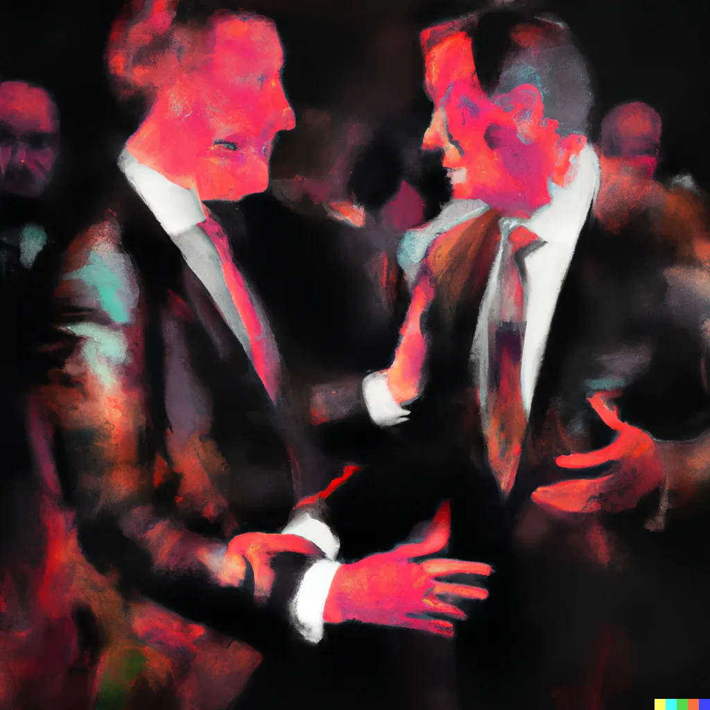 Norman Harman X DALL-E 2

Business Deal 12

This image was originally generated by the artist in 2022 using the now-deprecated DALL·E 2 model and downloaded from labs.openai.com.

The work reflects DALL·E 2’s distinct visual signature — a synthesis of surreal logic and painterly ambiguity. Figures emerge in soft focus, with forms that blur the line between object and hallucination. These compositional characteristics are unique to the model’s latent structure and cannot be authentically recreated using current systems.

Minted by the original creator as an ERC-721 token via Manifold, the work is preserved on-chain through tokenized metadata and decentralized media storage.