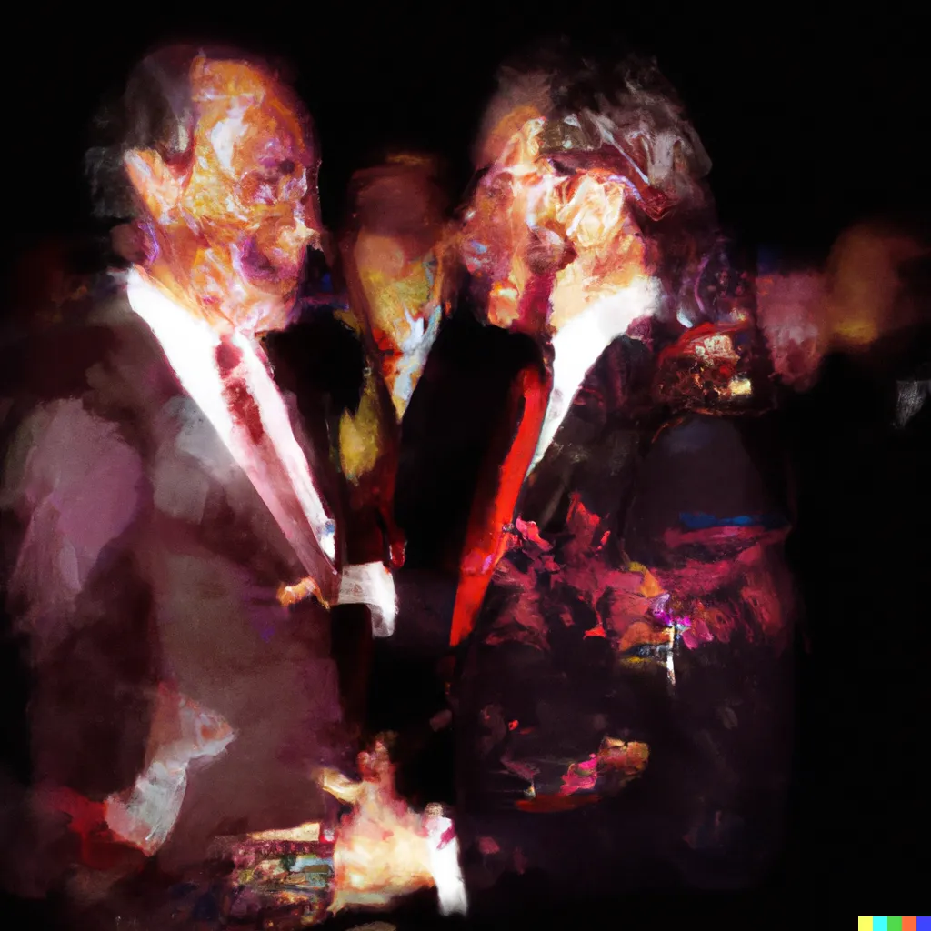 Norman Harman X DALL-E 2 

Business Deal 51

This image was originally generated by the artist in 2022 using the now-deprecated DALL·E 2 model and downloaded from labs.openai.com.

The work reflects DALL·E 2’s distinct visual signature — a synthesis of surreal logic and painterly ambiguity. Figures emerge in soft focus, with forms that blur the line between object and hallucination. These compositional characteristics are unique to the model’s latent structure and cannot be authentically recreated using current systems.

Minted by the original creator as an ERC-721 token via Manifold, the work is preserved on-chain through tokenized metadata and decentralized media storage.