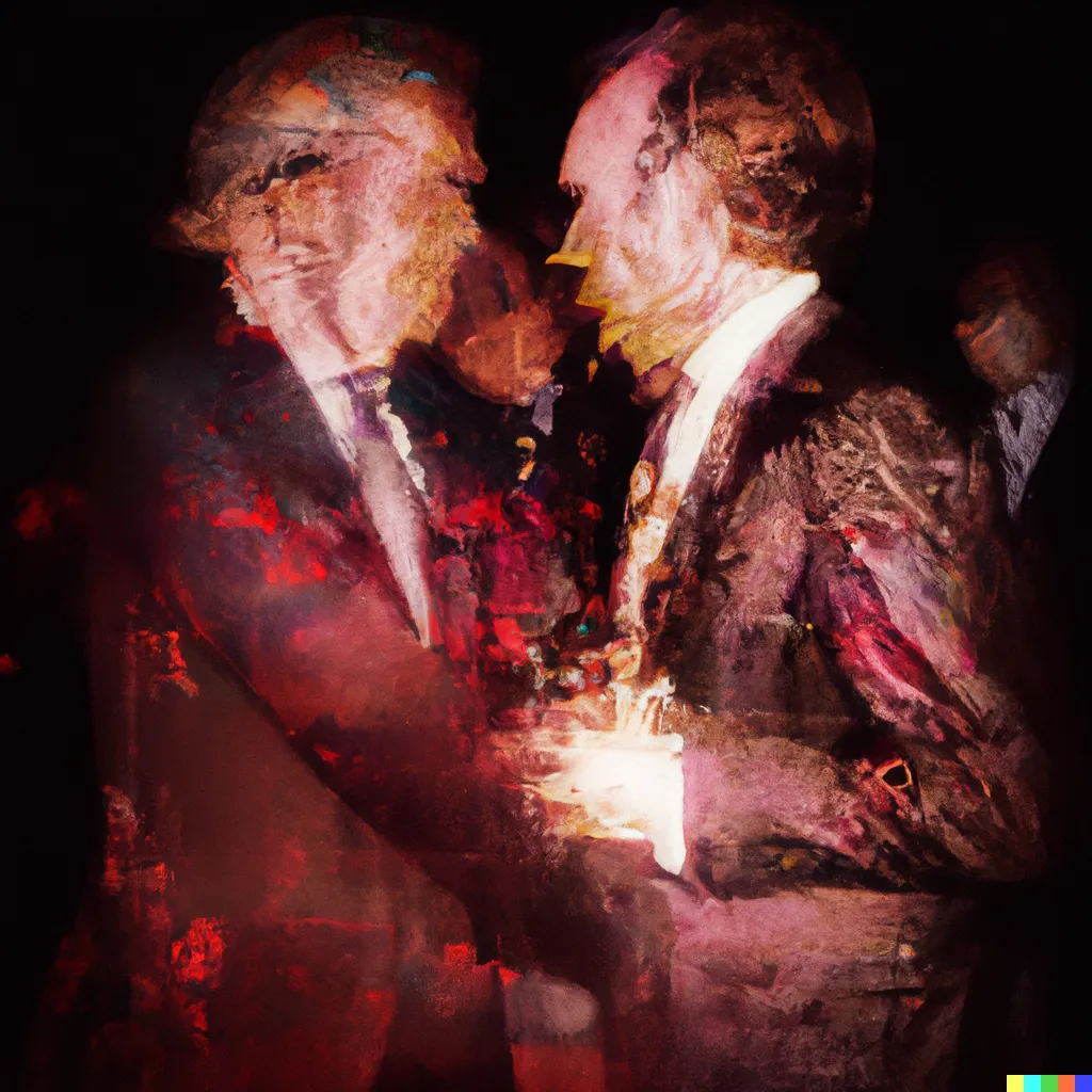 Norman Harman X DALL-E 2 

Business Deal 74

This image was originally generated by the artist in 2022 using the now-deprecated DALL·E 2 model and downloaded from labs.openai.com.

The work reflects DALL·E 2’s distinct visual signature — a synthesis of surreal logic and painterly ambiguity. Figures emerge in soft focus, with forms that blur the line between object and hallucination. These compositional characteristics are unique to the model’s latent structure and cannot be authentically recreated using current systems.

Minted by the original creator as an ERC-721 token via Manifold, the work is preserved on-chain through tokenized metadata and decentralized media storage.