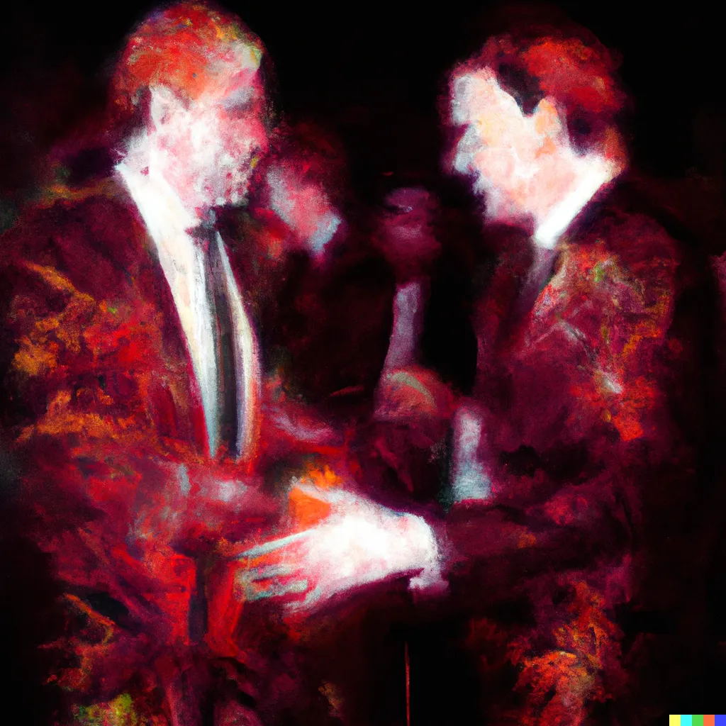 Norman Harman X DALL-E 2

Business Deal 10

This image was originally generated by the artist in 2022 using the now-deprecated DALL·E 2 model and downloaded from labs.openai.com.

The work reflects DALL·E 2’s distinct visual signature — a synthesis of surreal logic and painterly ambiguity. Figures emerge in soft focus, with forms that blur the line between object and hallucination. These compositional characteristics are unique to the model’s latent structure and cannot be authentically recreated using current systems.

Minted by the original creator as an ERC-721 token via Manifold, the work is preserved on-chain through tokenized metadata and decentralized media storage.
