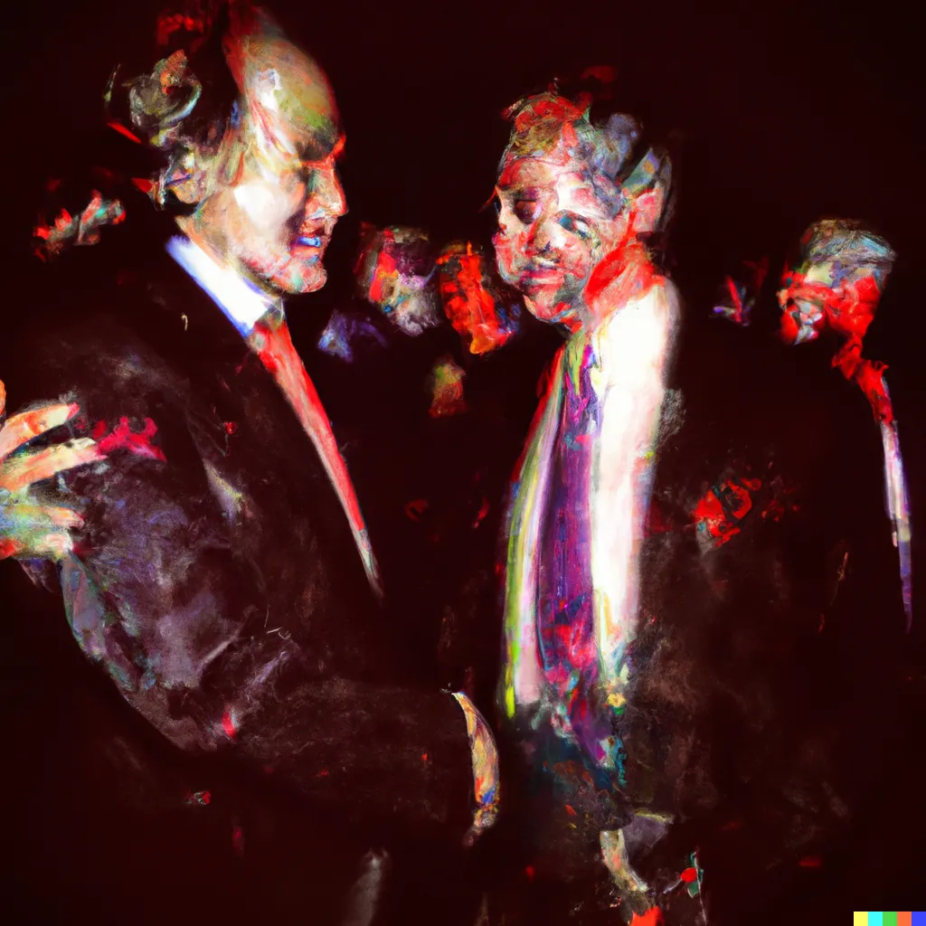 Norman Harman X DALL-E 2 

Business Deal 92

This image was originally generated by the artist in 2022 using the now-deprecated DALL·E 2 model and downloaded from labs.openai.com.

The work reflects DALL·E 2’s distinct visual signature — a synthesis of surreal logic and painterly ambiguity. Figures emerge in soft focus, with forms that blur the line between object and hallucination. These compositional characteristics are unique to the model’s latent structure and cannot be authentically recreated using current systems.

Minted by the original creator as an ERC-721 token via Manifold, the work is preserved on-chain through tokenized metadata and decentralized media storage.