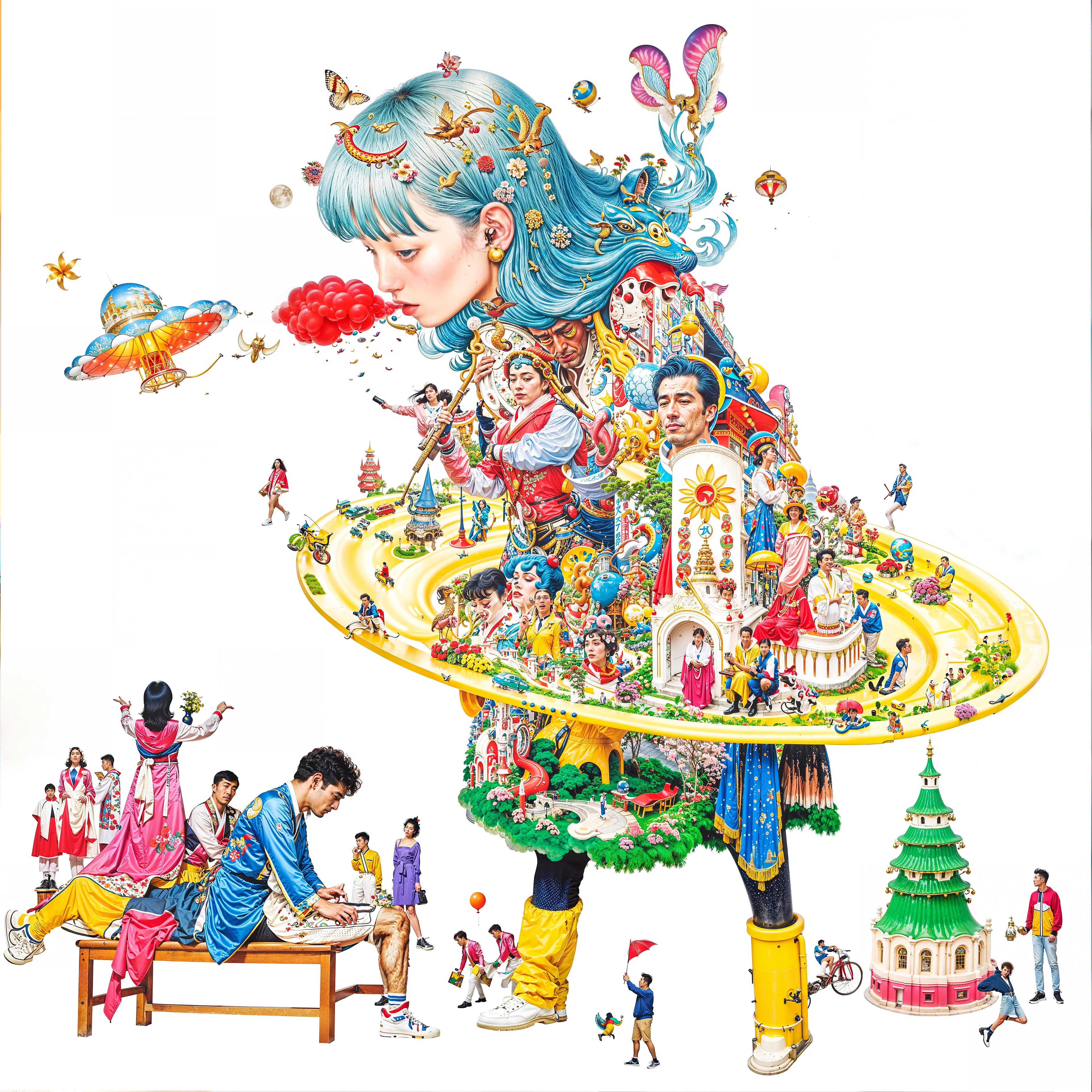 PIECES
Pieces explores how art and identity are built from shared culture and influence and what it means to call something a “piece” of art when every image and every self is already connected to everything else.

By INFINITEYAY in collaboration with AI, 2025 | 4096 × 4096 | JPG