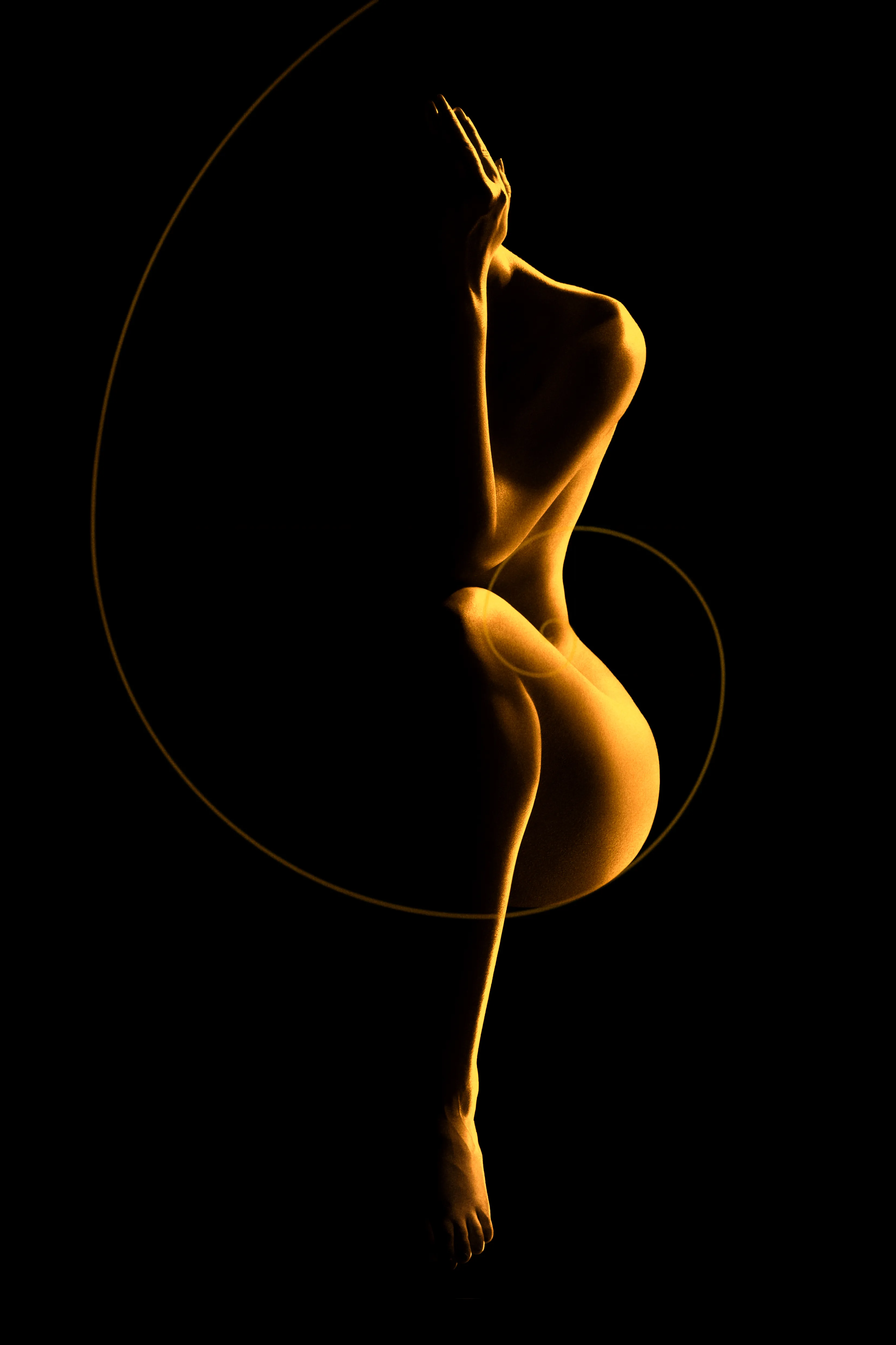 A golden art showing a golden violin shape beyound the golden ratio that celebrate the beauty of a woman.

Photography composition